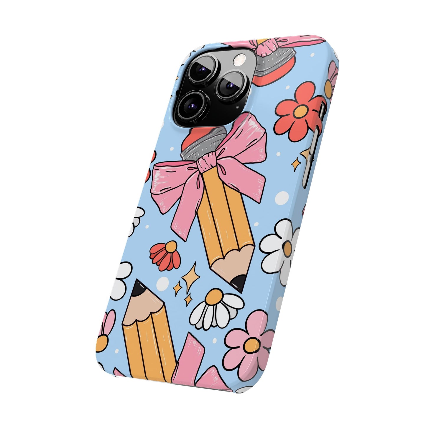 Teacher Slim Phone Case, Blue Coquette Teacher Phone Case, Back to School Teacher Phone Case, iPhone Case, Teacher Gift Ideas