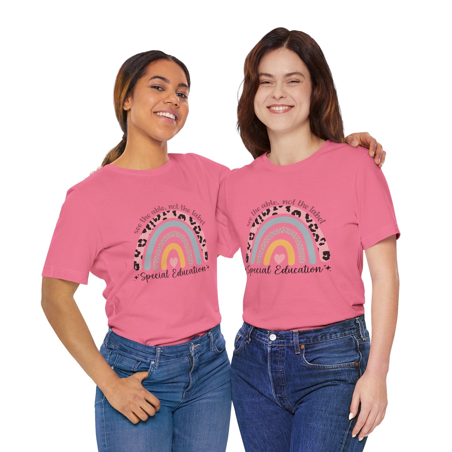 Rainbow+ Animal Print SPED Tee, See the Able Not the Label Teacher Shirt, SPED T-Shirt, Special Education Teacher Shirt, Teacher Life Shirt, Teacher Shirt, Custom Teacher Shirt, Custom Teacher Gift
