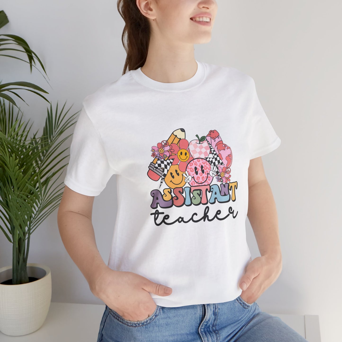 Retro Checkered Teacher Assistant Tee, Teacher Assistant Shirt, Teacher Assistant Life Shirt, Assistant Teacher Shirt, Custom Teacher Shirt, Custom Teacher Gift