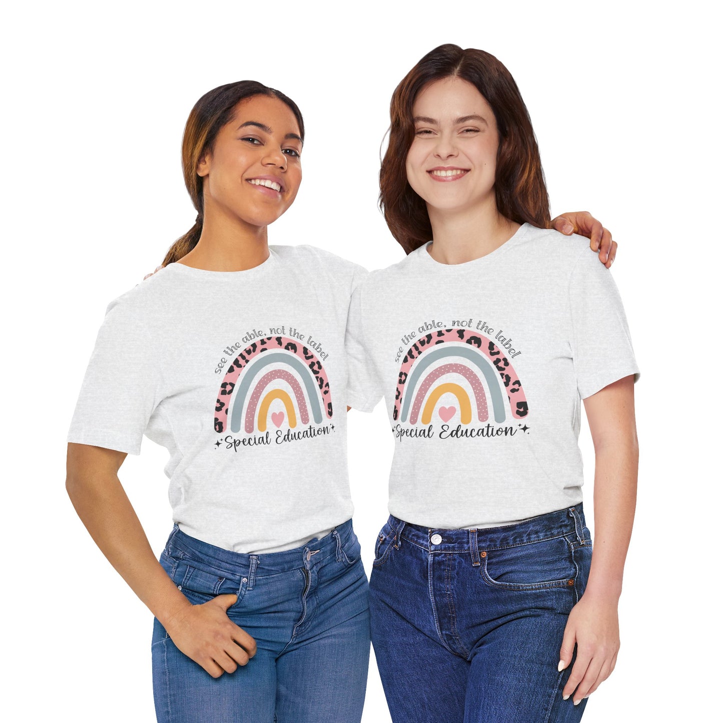 Rainbow+ Animal Print SPED Tee, See the Able Not the Label Teacher Shirt, SPED T-Shirt, Special Education Teacher Shirt, Teacher Life Shirt, Teacher Shirt, Custom Teacher Shirt, Custom Teacher Gift