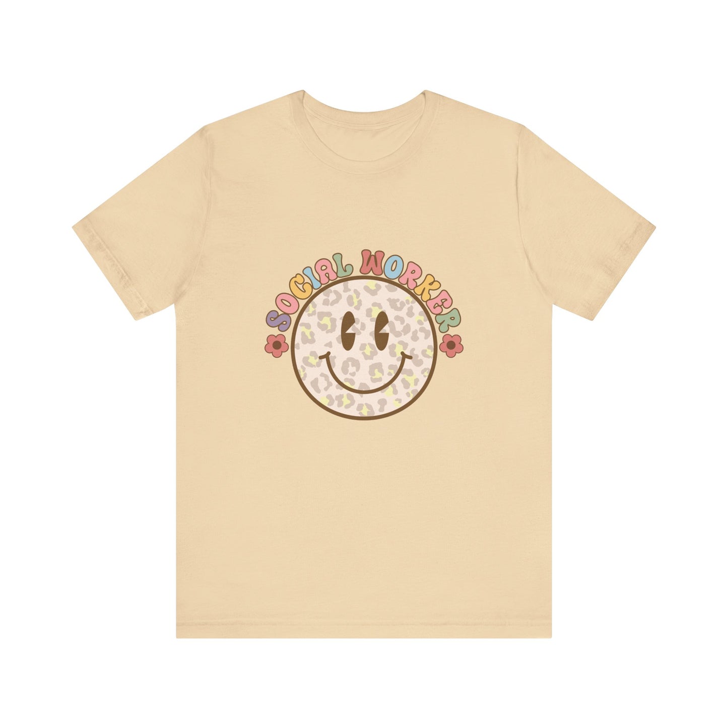 Smiley Social Worker Shirt, Retro Animal Print Smiley Shirt, Social Worker Tee, Back to School Counselor Shirt, School Counselor Tee, School Staff Shirt, Social Worker Life Shirt