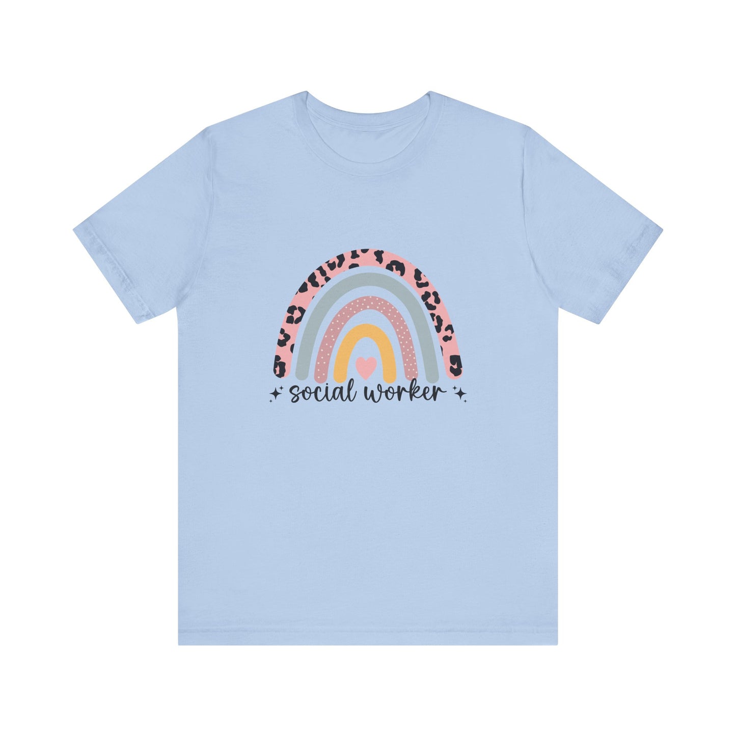 Rainbow + Animal Print Social Worker Shirt, Social Worker Tee, School Counselor Rainbow Shirt, Back to School Counselor Shirt, School Counselor Shirt, School Staff Shirt