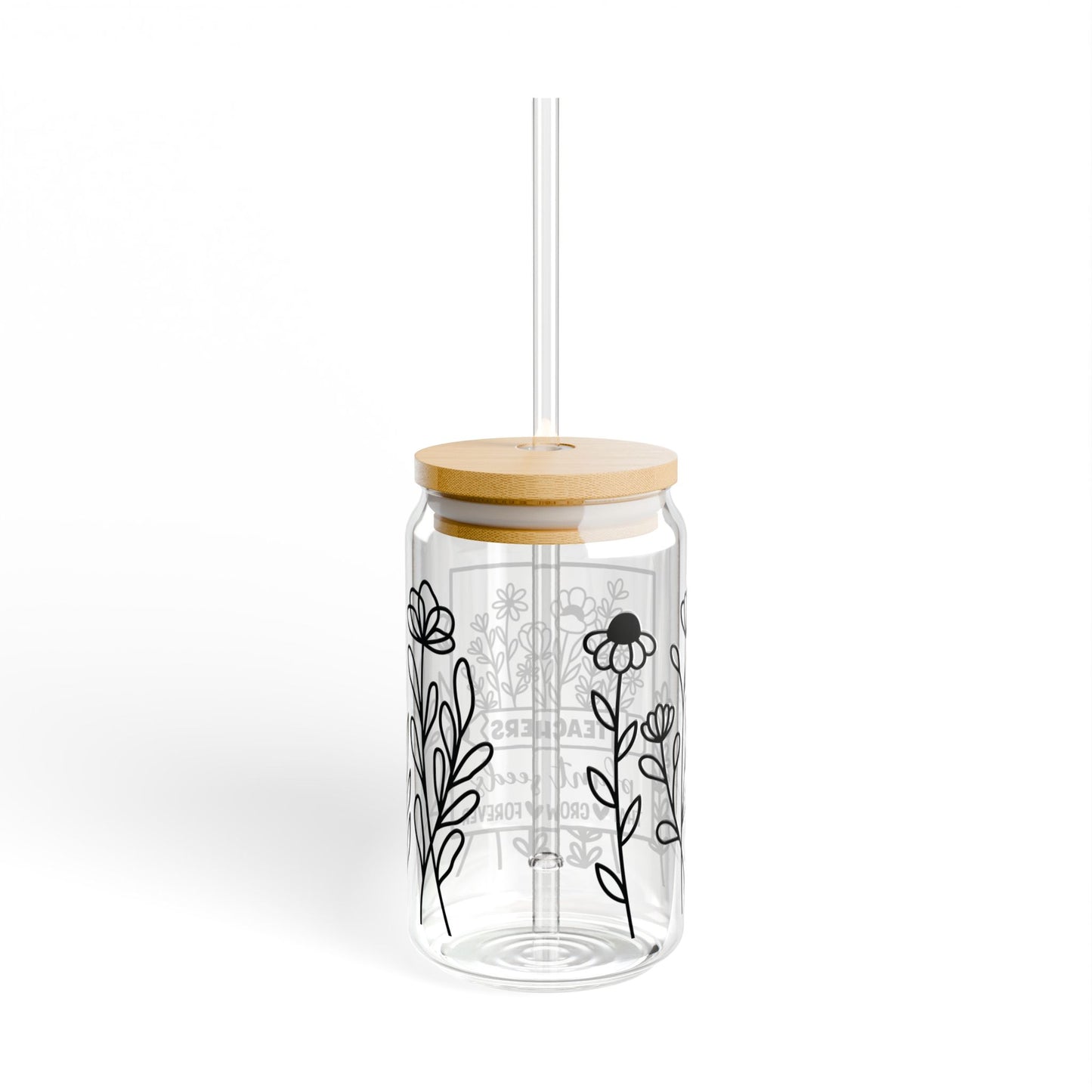 Copy of Teacher Glass Cup, Iced Coffee Glass Cup, Glass Sippy Cup with Straw, Glass Cup with Straw and Lid, Teacher Drinkware, Teachers Plant Seeds Cup