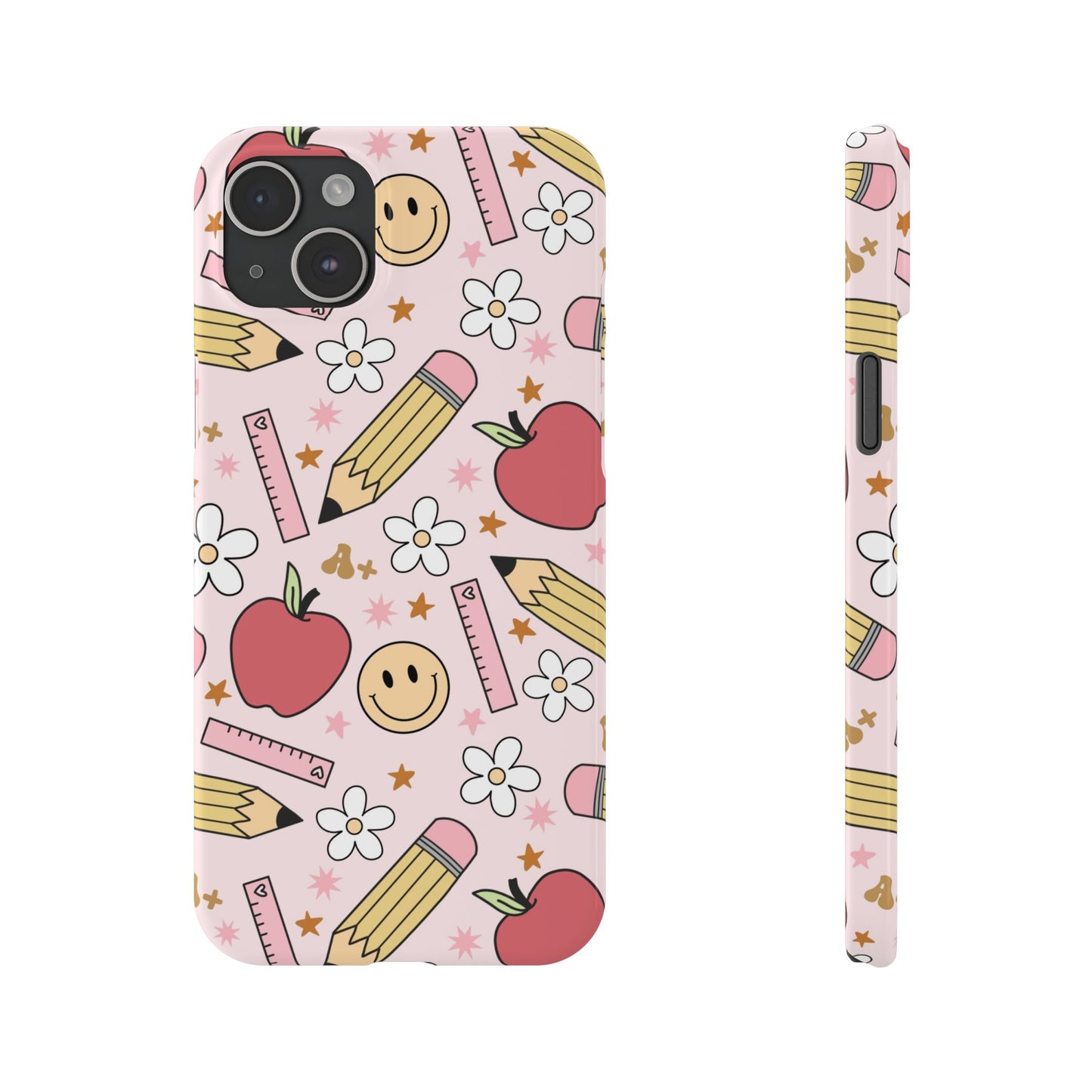 Teacher Slim Phone Case, Preppy Teacher Phone Case, Apples and Smileys Phone Case, Back to School Teacher Phone Case, iPhone Case, Teacher Gift Ideas