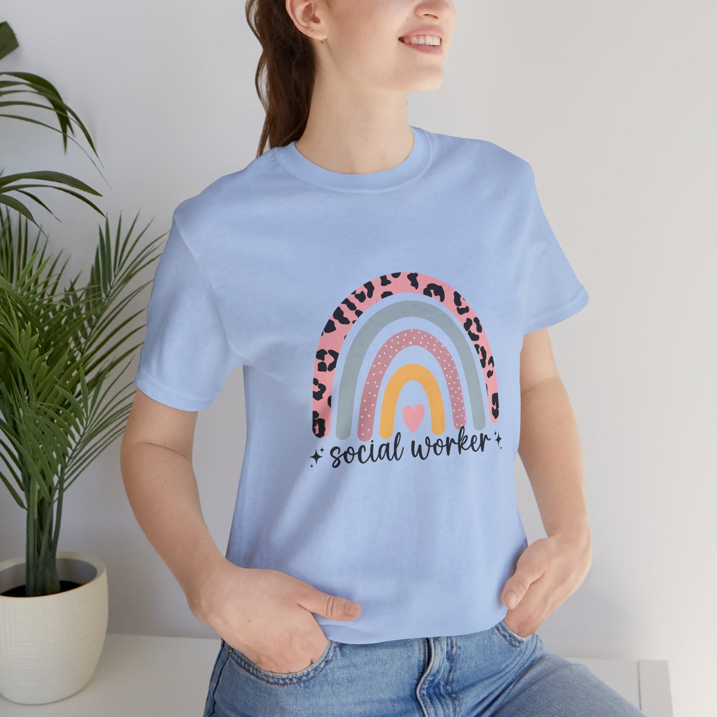 Rainbow + Animal Print Social Worker Shirt, Social Worker Tee, School Counselor Rainbow Shirt, Back to School Counselor Shirt, School Counselor Shirt, School Staff Shirt