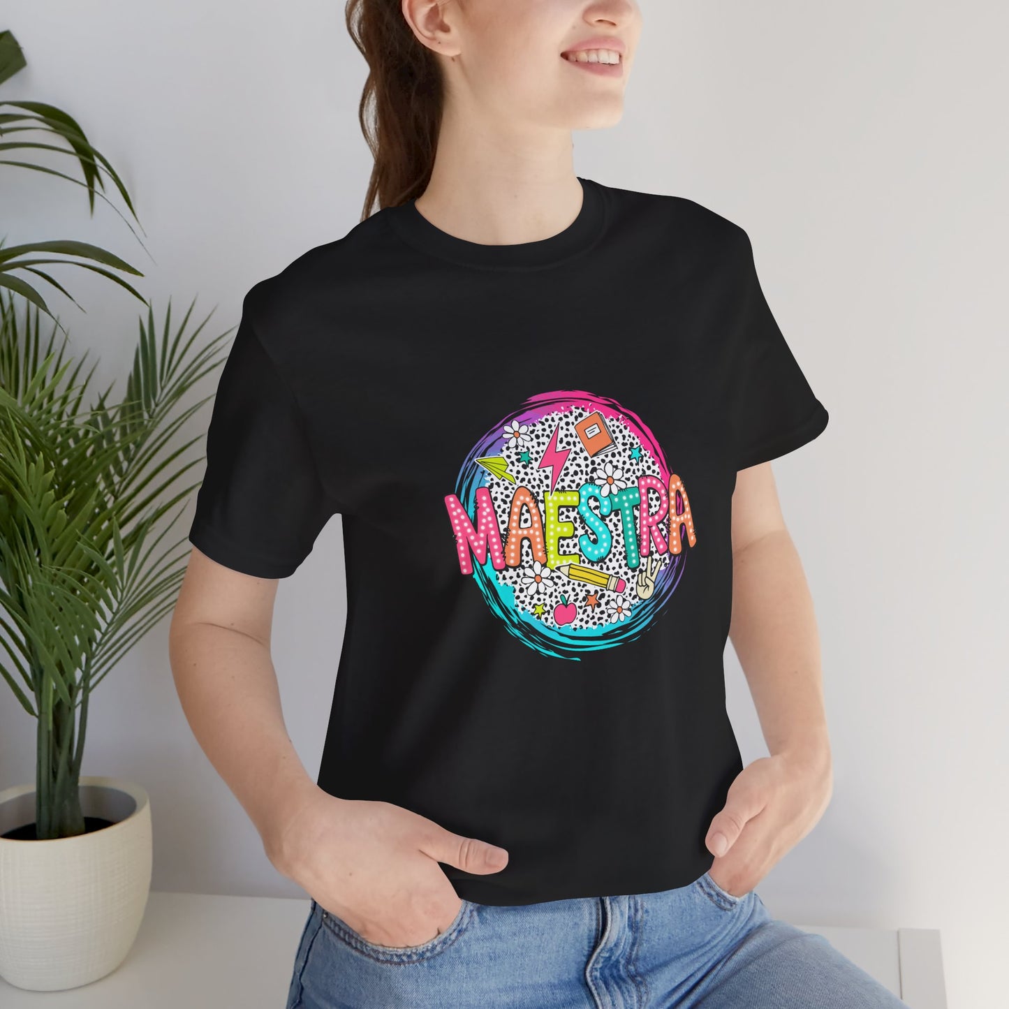 Camisa Maestra Española, Camiseta Maestra Española, Camiseta Maestra Española, Camiseta de Manga Corta Color Swirl Maestra Jersey, Camisa de Maestro Personalizada, Regalo de Maestro Personalizado, Camiseta de Regreso a la Escuela, Regalos de Maestro 