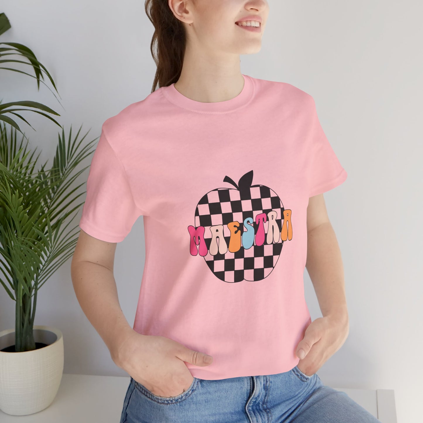 Camisa de Maestra Española, Camiseta de Maestra Española, Camisa de Manzana de Maestra Española, Camisa Retro de Maestra Española, Camiseta de Maestra de Manzana a Cuadros Española, Camisa de Regreso a la Escuela Española, Camisa de Vida de Maestro