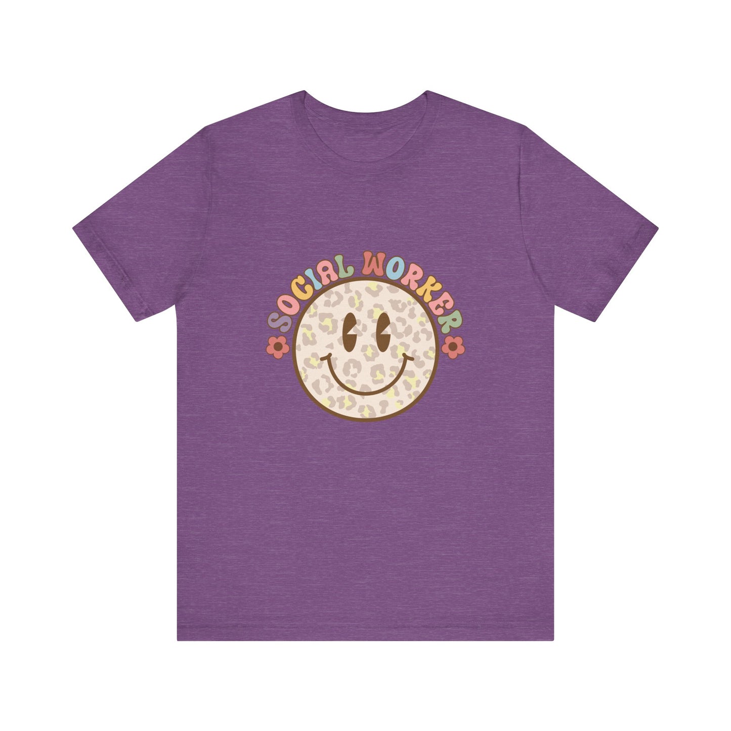 Smiley Social Worker Shirt, Retro Animal Print Smiley Shirt, Social Worker Tee, Back to School Counselor Shirt, School Counselor Tee, School Staff Shirt, Social Worker Life Shirt