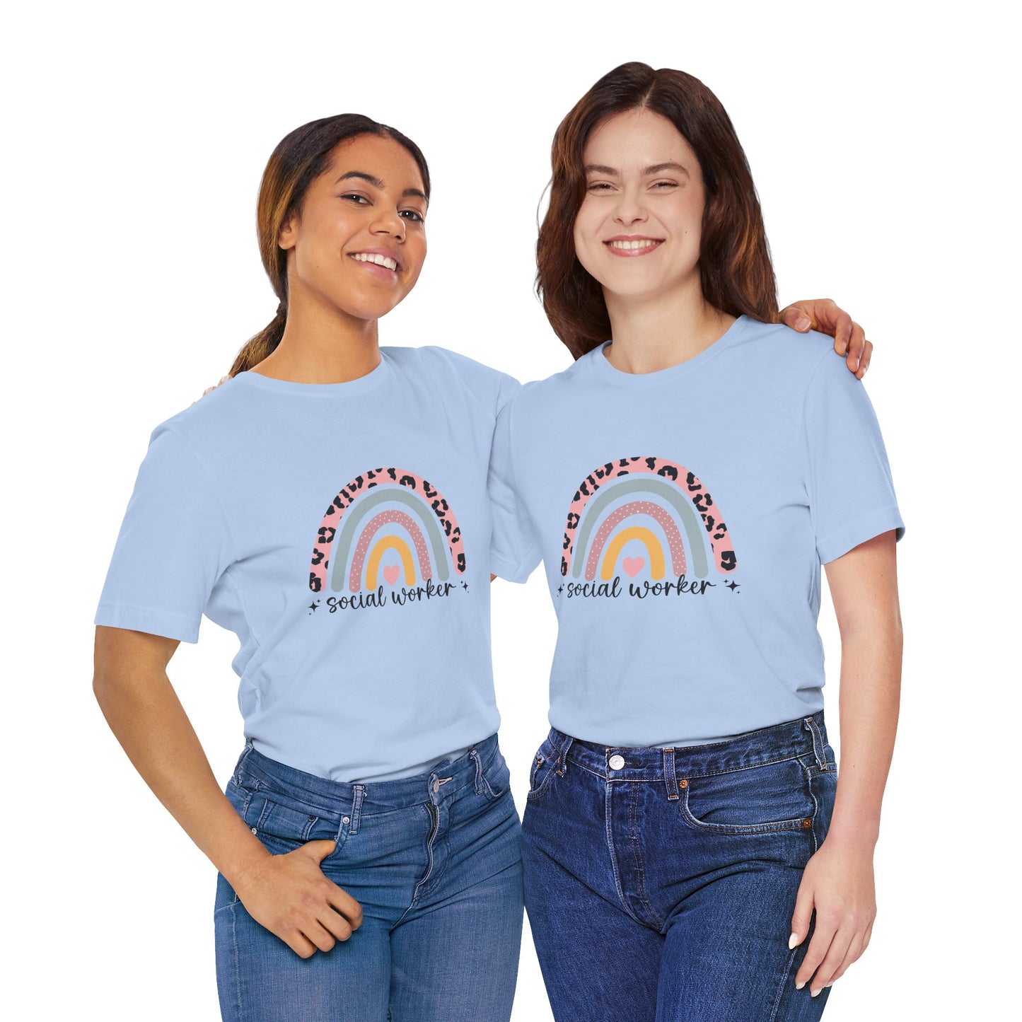 Rainbow + Animal Print Social Worker Shirt, Social Worker Tee, School Counselor Rainbow Shirt, Back to School Counselor Shirt, School Counselor Shirt, School Staff Shirt