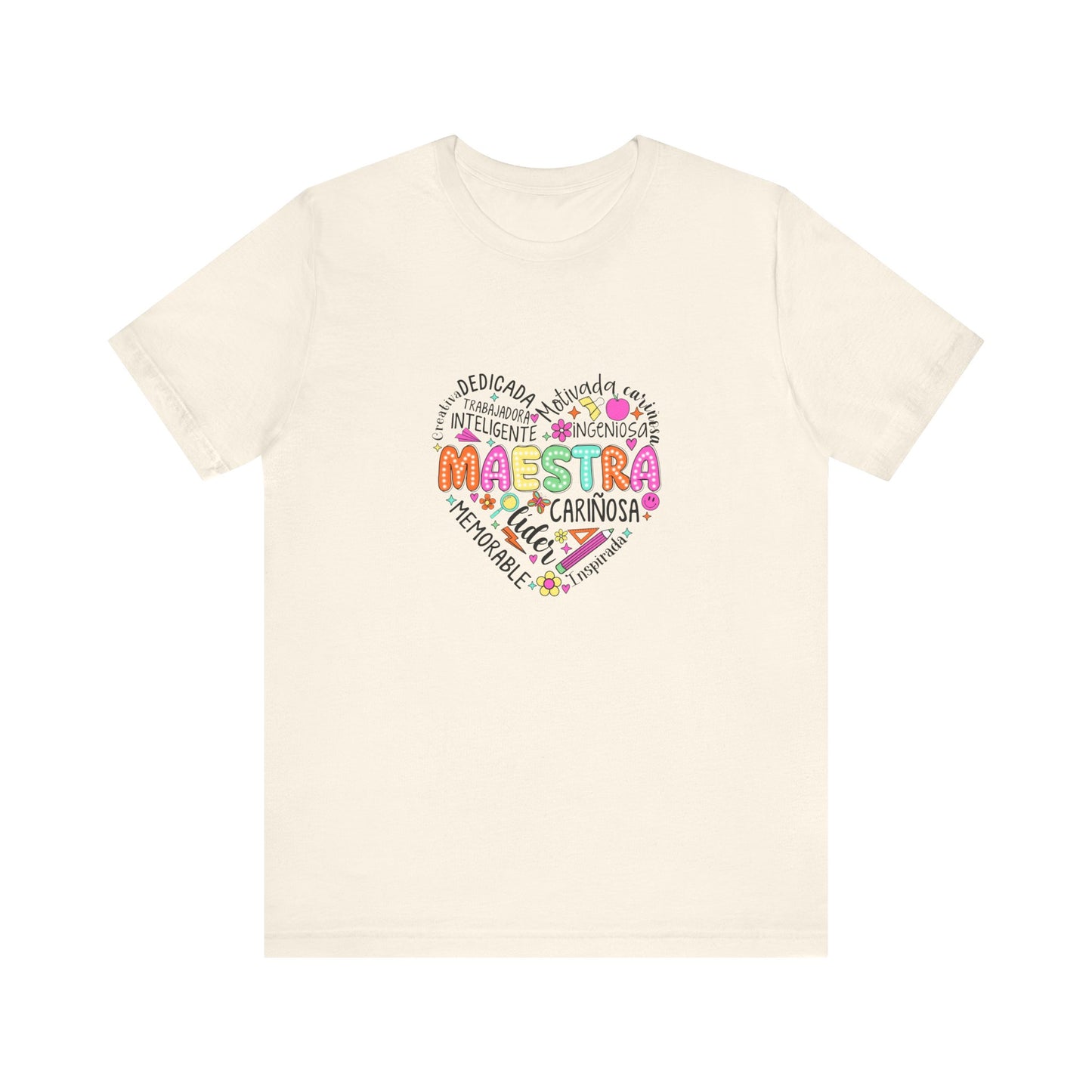 Camisa de maestra de corazón de Maestra española, camisa de corazón de Maestra de colores brillantes, camisa de Maestra de español, camiseta de Maestra personalizada, camisa de maestro personalizada 