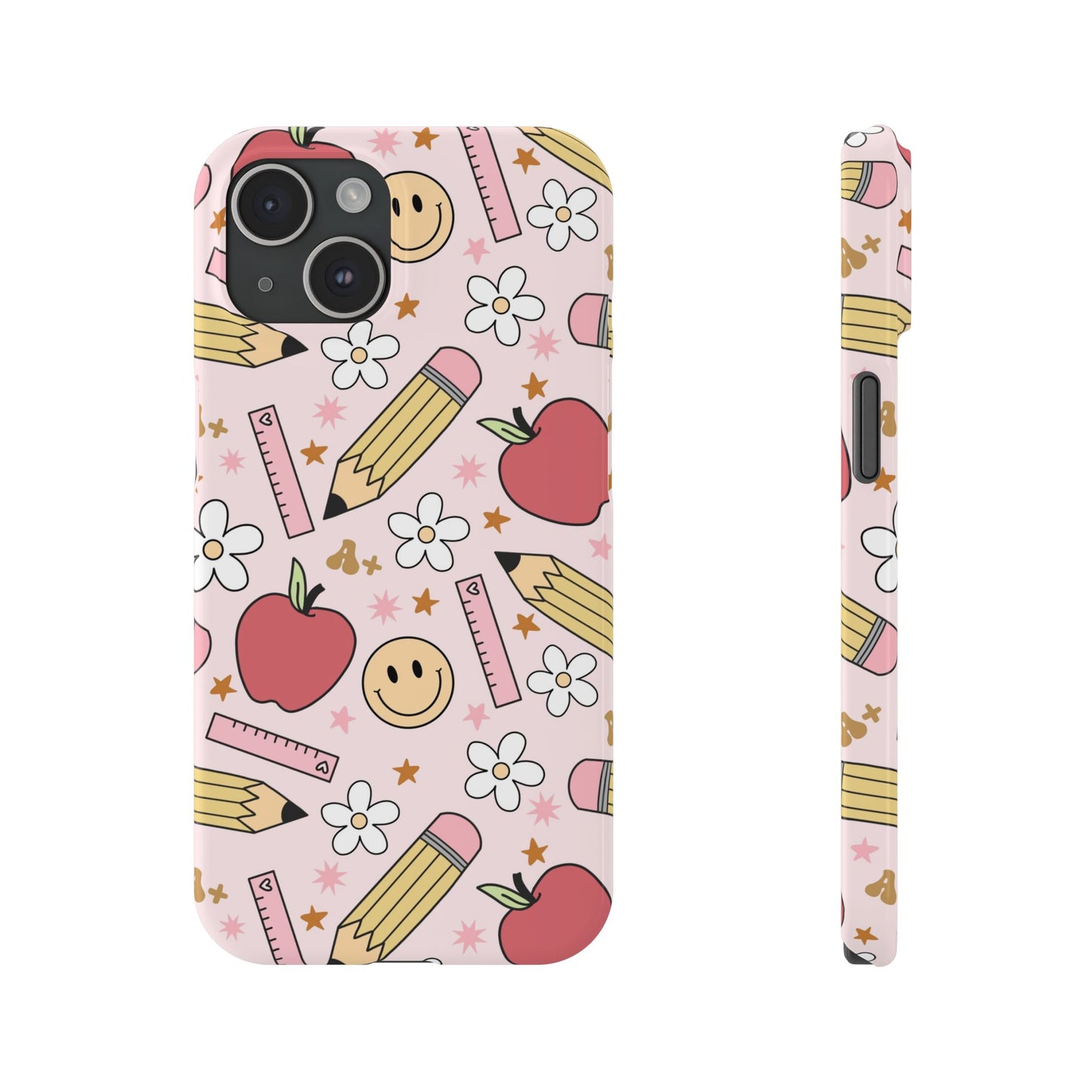 Teacher Slim Phone Case, Preppy Teacher Phone Case, Apples and Smileys Phone Case, Back to School Teacher Phone Case, iPhone Case, Teacher Gift Ideas