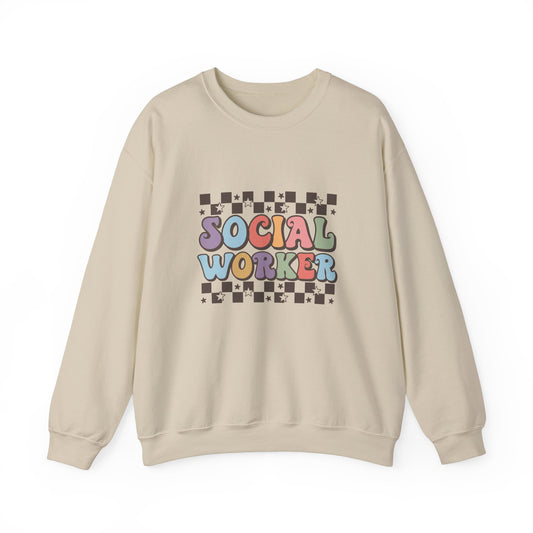 Retro Social Worker Sweatshirt, Checkerboard Social Work Sweater, School Counselor Sweater, Back to School Counselor Sweatshirt