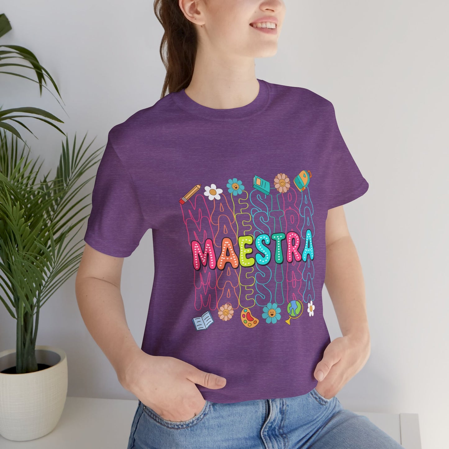 Camisa Maestra Española, Camiseta Maestra Española, Camiseta Maestra Española, Camiseta de Manga Corta Rainbow Maestra Icons Jersey 