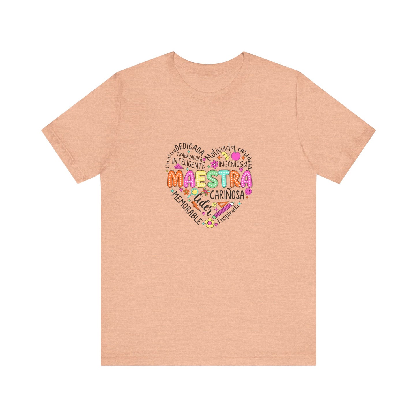 Camisa de maestra de corazón de Maestra española, camisa de corazón de Maestra de colores brillantes, camisa de Maestra de español, camiseta de Maestra personalizada, camisa de maestro personalizada 