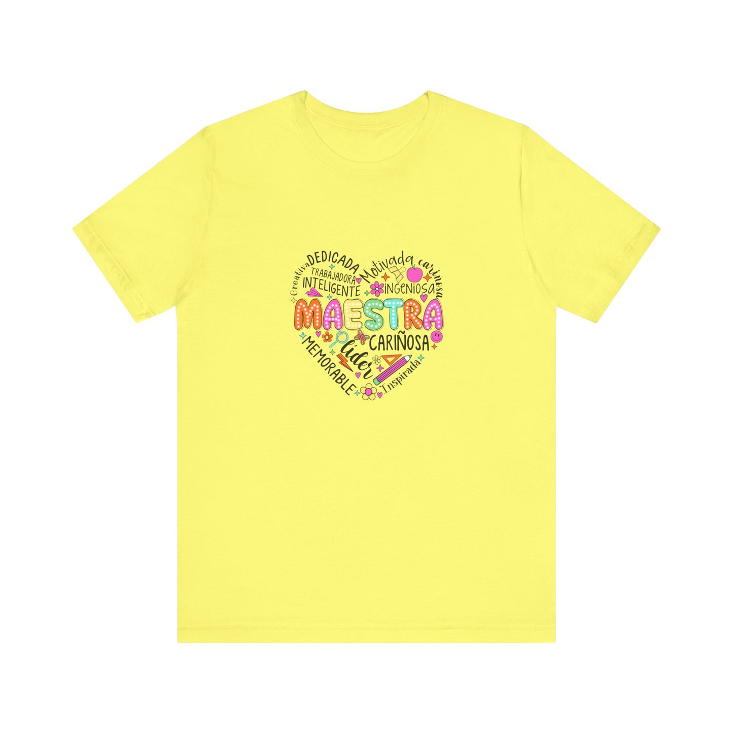 Camisa de maestra de corazón de Maestra española, camisa de corazón de Maestra de colores brillantes, camisa de Maestra de español, camiseta de Maestra personalizada, camisa de maestro personalizada 