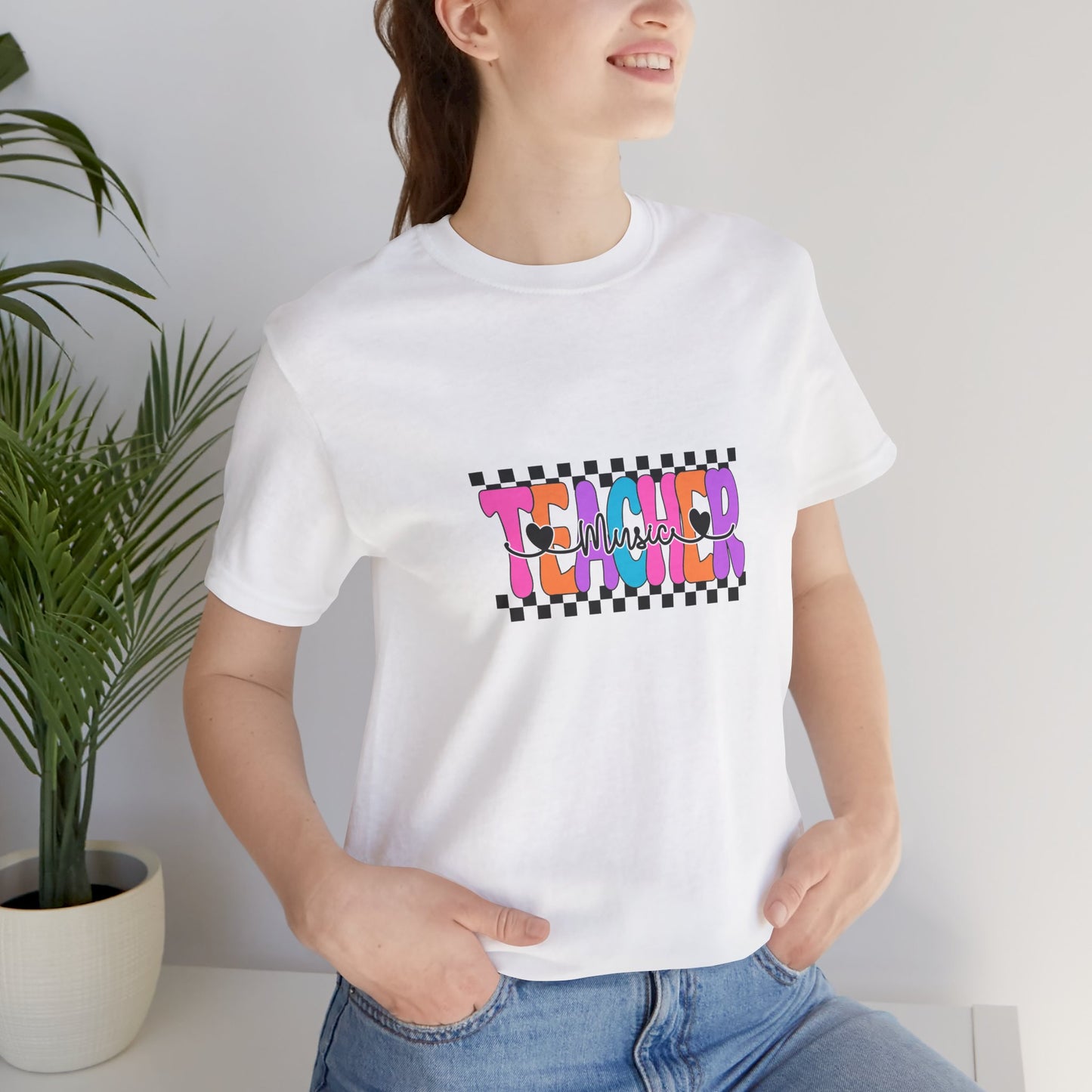 Retro Checkerboard Music Teacher Shirt, Elementary School Teacher Tee, Primary School Teacher Tee, Middle School Teacher Tee, Secondary School Teacher Tee, High School Teacher Tee, Back to School Shirt, Teacher Life, Teacher Lifestyle Shirt