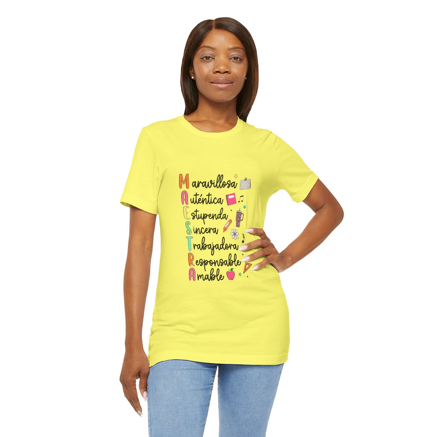 Camiseta Maestra Española, Camiseta Maestra de Colores Brillantes, Camisa Maestra, Camisa Maestra Acrostic, Camisa Maestra Acrostico, Camisa Maestra Personalizada, Regalos para Maestro 