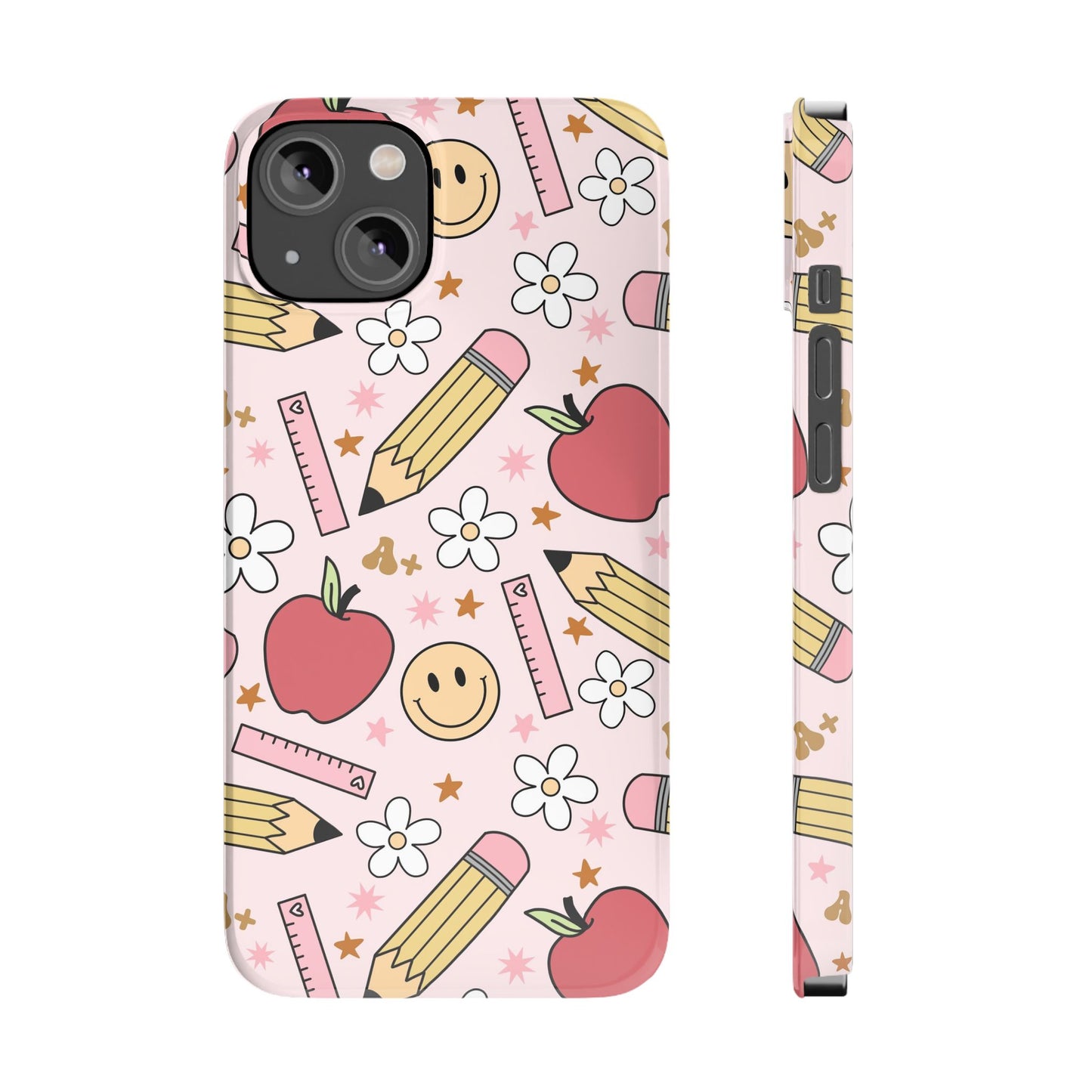 Teacher Slim Phone Case, Preppy Teacher Phone Case, Apples and Smileys Phone Case, Back to School Teacher Phone Case, iPhone Case, Teacher Gift Ideas