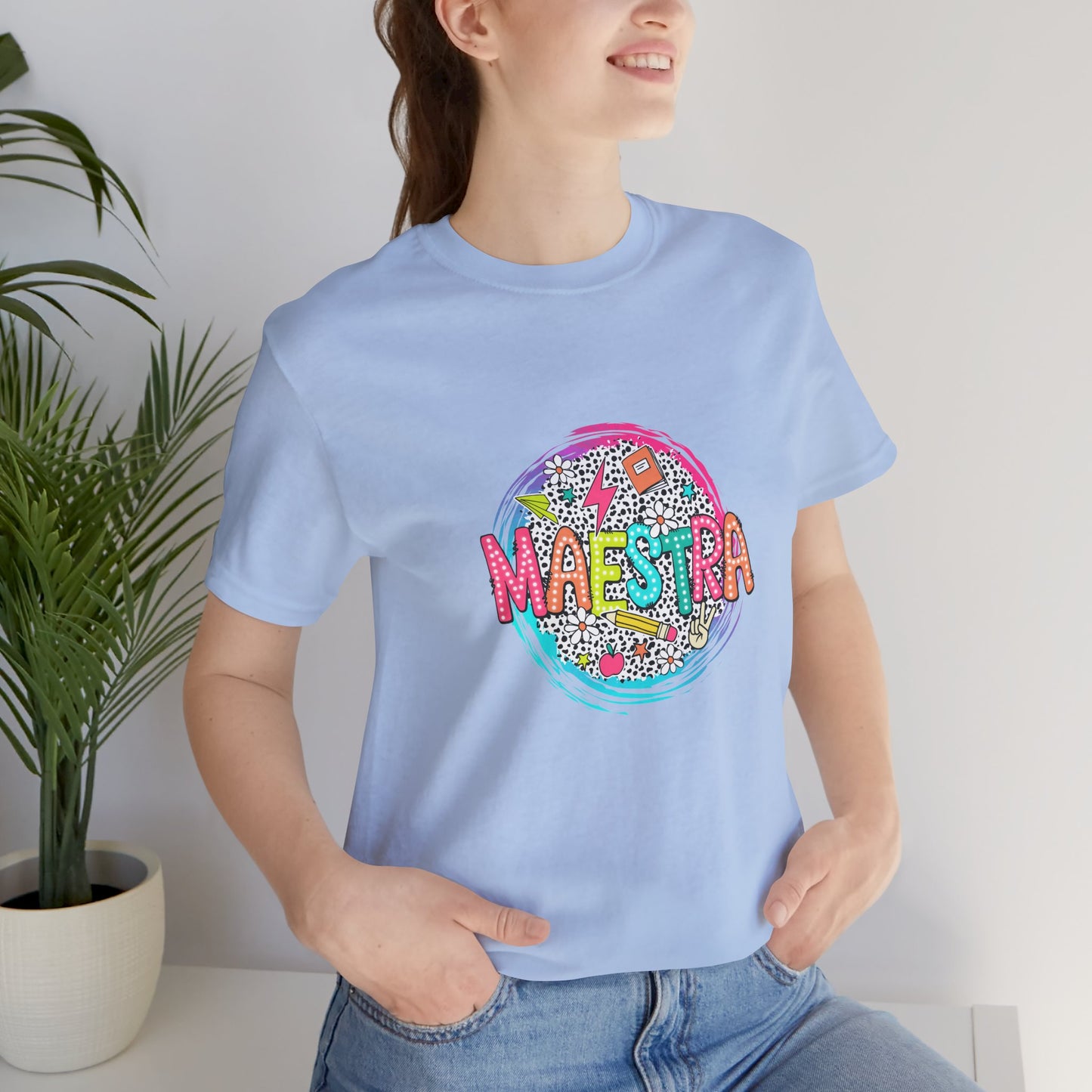 Camisa Maestra Española, Camiseta Maestra Española, Camiseta Maestra Española, Camiseta de Manga Corta Color Swirl Maestra Jersey, Camisa de Maestro Personalizada, Regalo de Maestro Personalizado, Camiseta de Regreso a la Escuela, Regalos de Maestro 