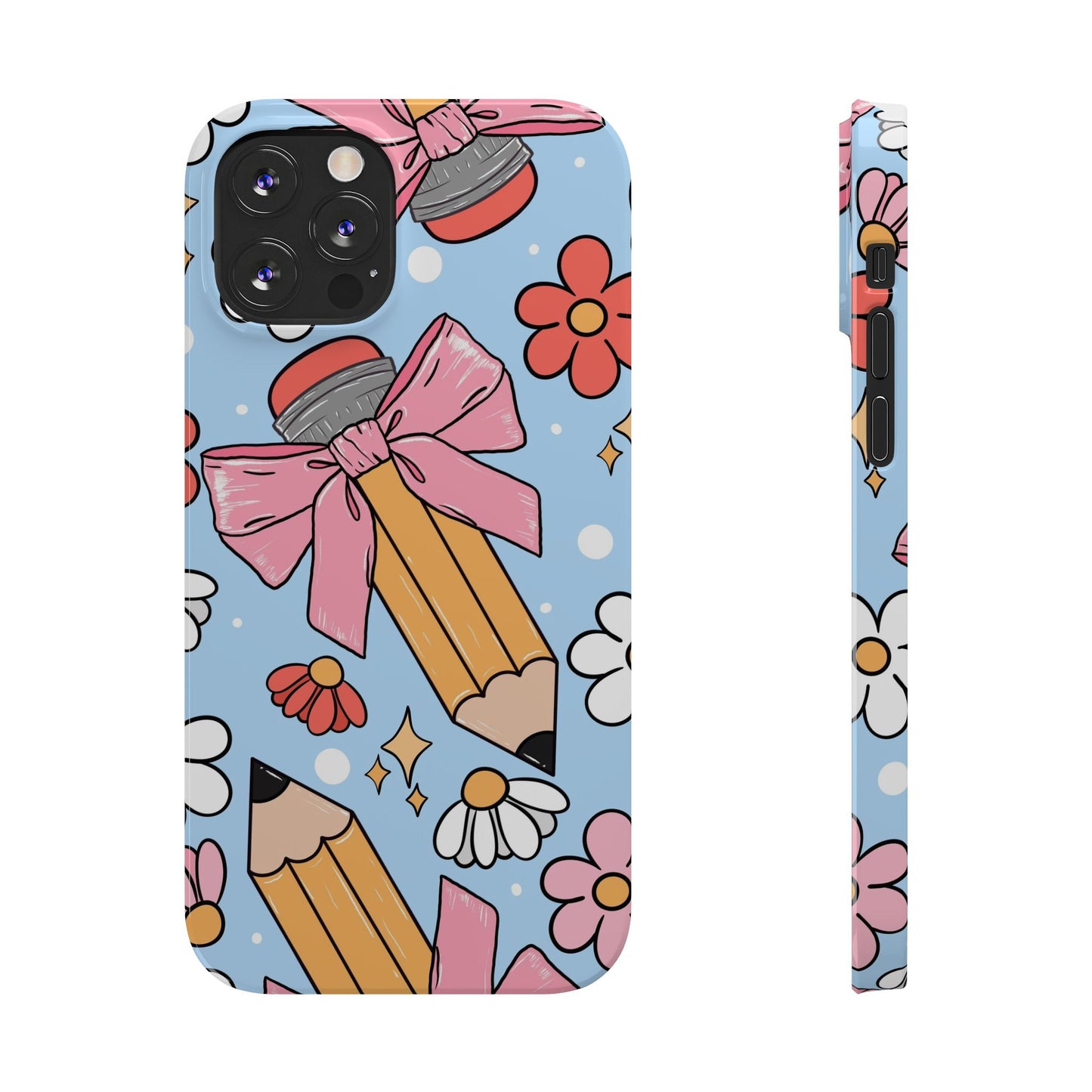 Teacher Slim Phone Case, Blue Coquette Teacher Phone Case, Back to School Teacher Phone Case, iPhone Case, Teacher Gift Ideas