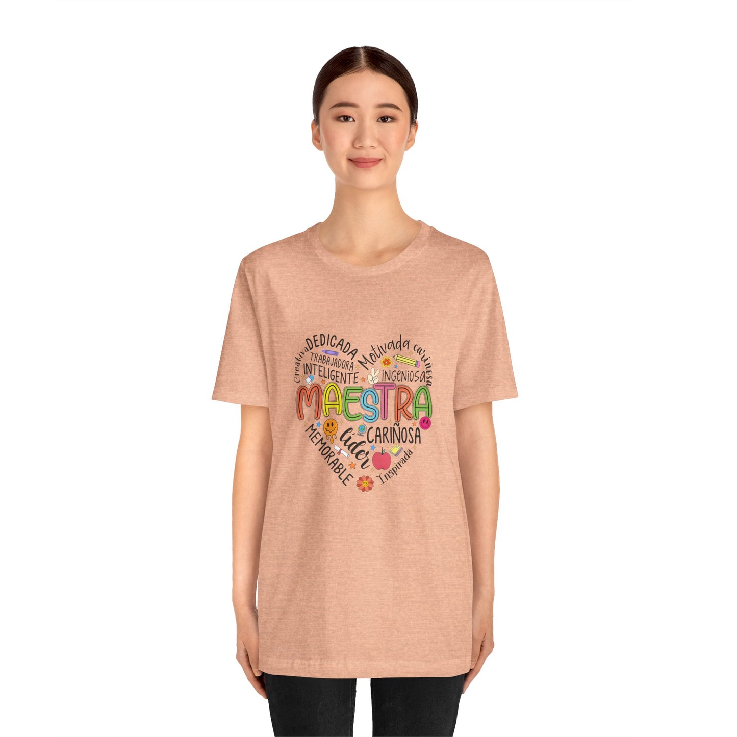 Camisa Maestra Rainbow Heart Española, Camiseta Maestra Rainbow Española, Camisa Maestra Española personalizada, Regalo personalizado para maestro 