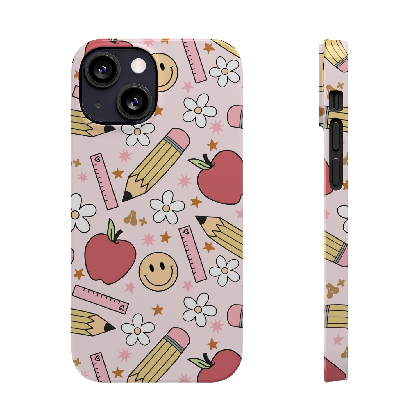 Teacher Slim Phone Case, Preppy Teacher Phone Case, Apples and Smileys Phone Case, Back to School Teacher Phone Case, iPhone Case, Teacher Gift Ideas