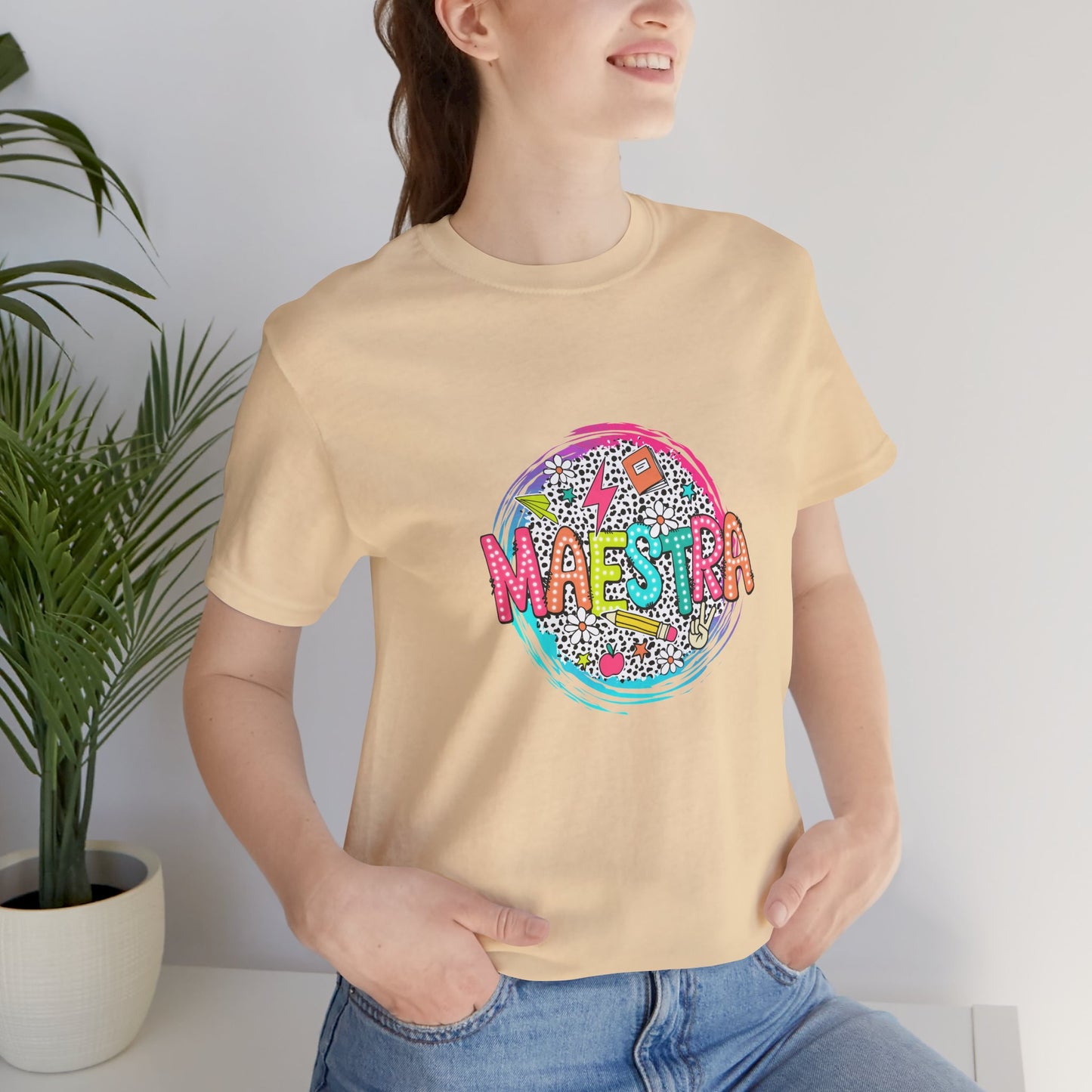 Camisa Maestra Española, Camiseta Maestra Española, Camiseta Maestra Española, Camiseta de Manga Corta Color Swirl Maestra Jersey, Camisa de Maestro Personalizada, Regalo de Maestro Personalizado, Camiseta de Regreso a la Escuela, Regalos de Maestro 