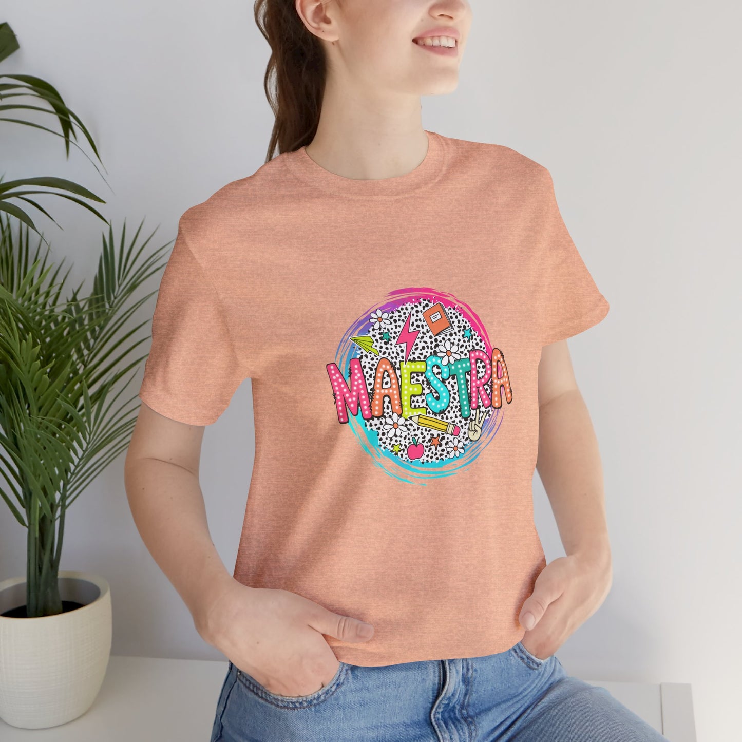 Camisa Maestra Española, Camiseta Maestra Española, Camiseta Maestra Española, Camiseta de Manga Corta Color Swirl Maestra Jersey, Camisa de Maestro Personalizada, Regalo de Maestro Personalizado, Camiseta de Regreso a la Escuela, Regalos de Maestro 