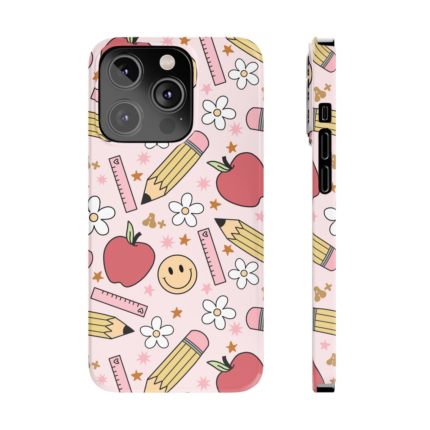 Teacher Slim Phone Case, Preppy Teacher Phone Case, Apples and Smileys Phone Case, Back to School Teacher Phone Case, iPhone Case, Teacher Gift Ideas