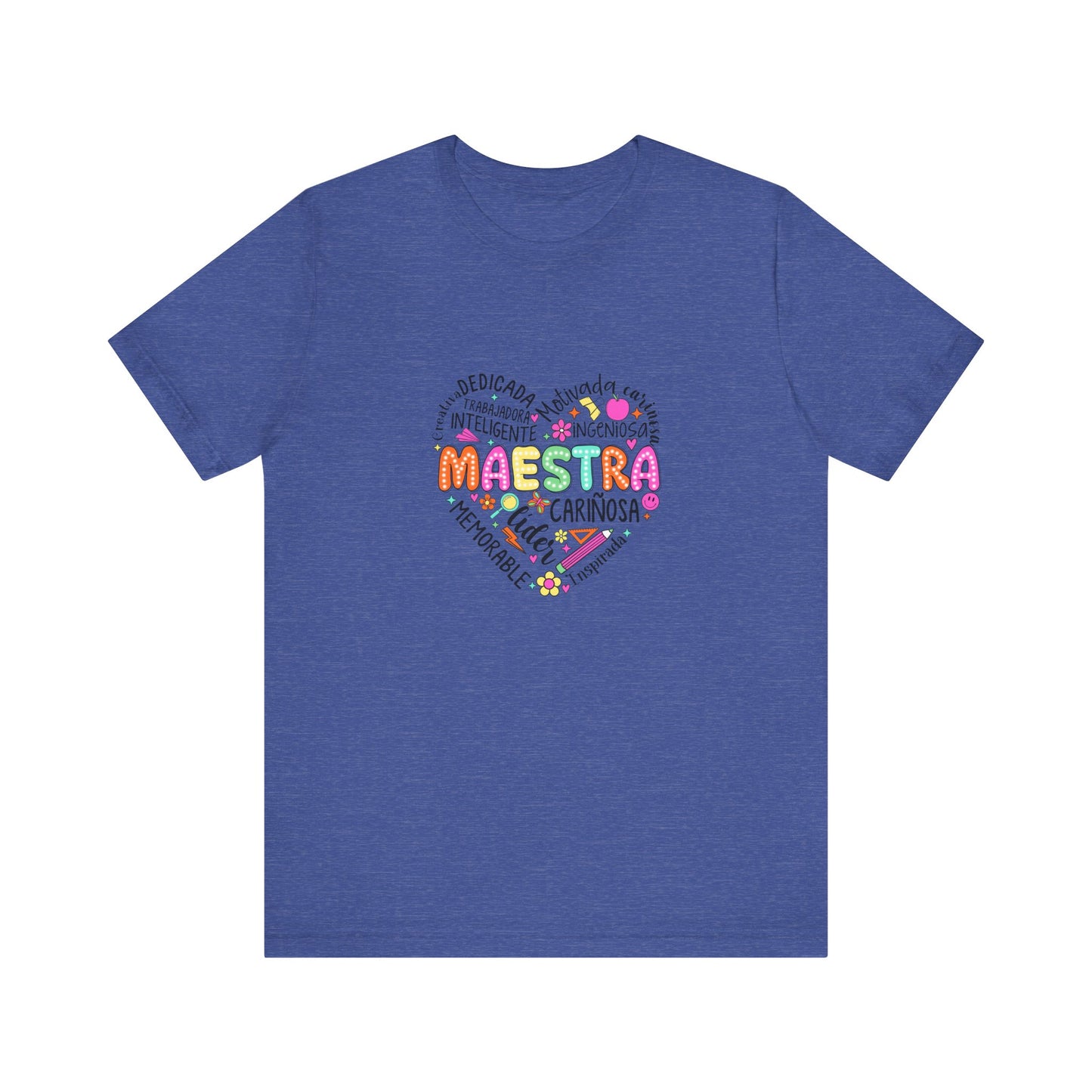 Camisa de maestra de corazón de Maestra española, camisa de corazón de Maestra de colores brillantes, camisa de Maestra de español, camiseta de Maestra personalizada, camisa de maestro personalizada 