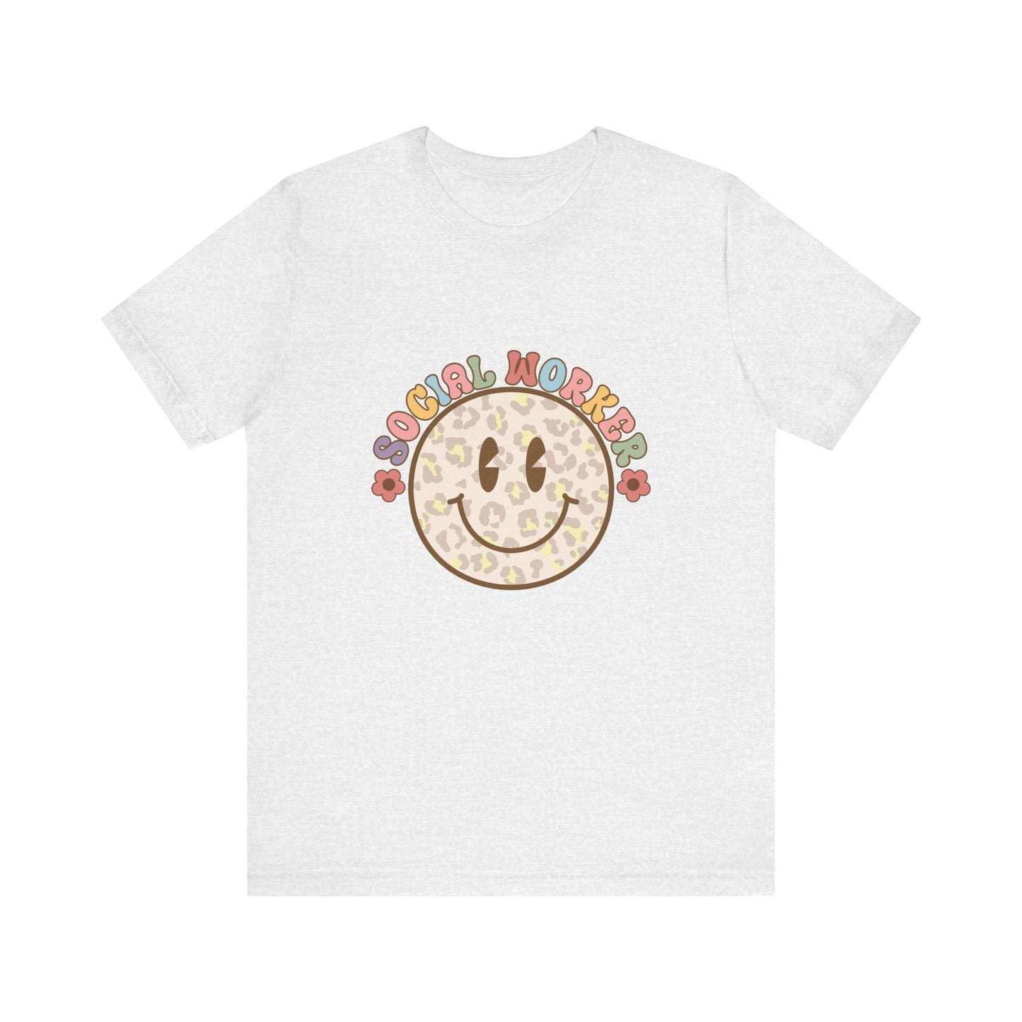 Smiley Social Worker Shirt, Retro Animal Print Smiley Shirt, Social Worker Tee, Back to School Counselor Shirt, School Counselor Tee, School Staff Shirt, Social Worker Life Shirt