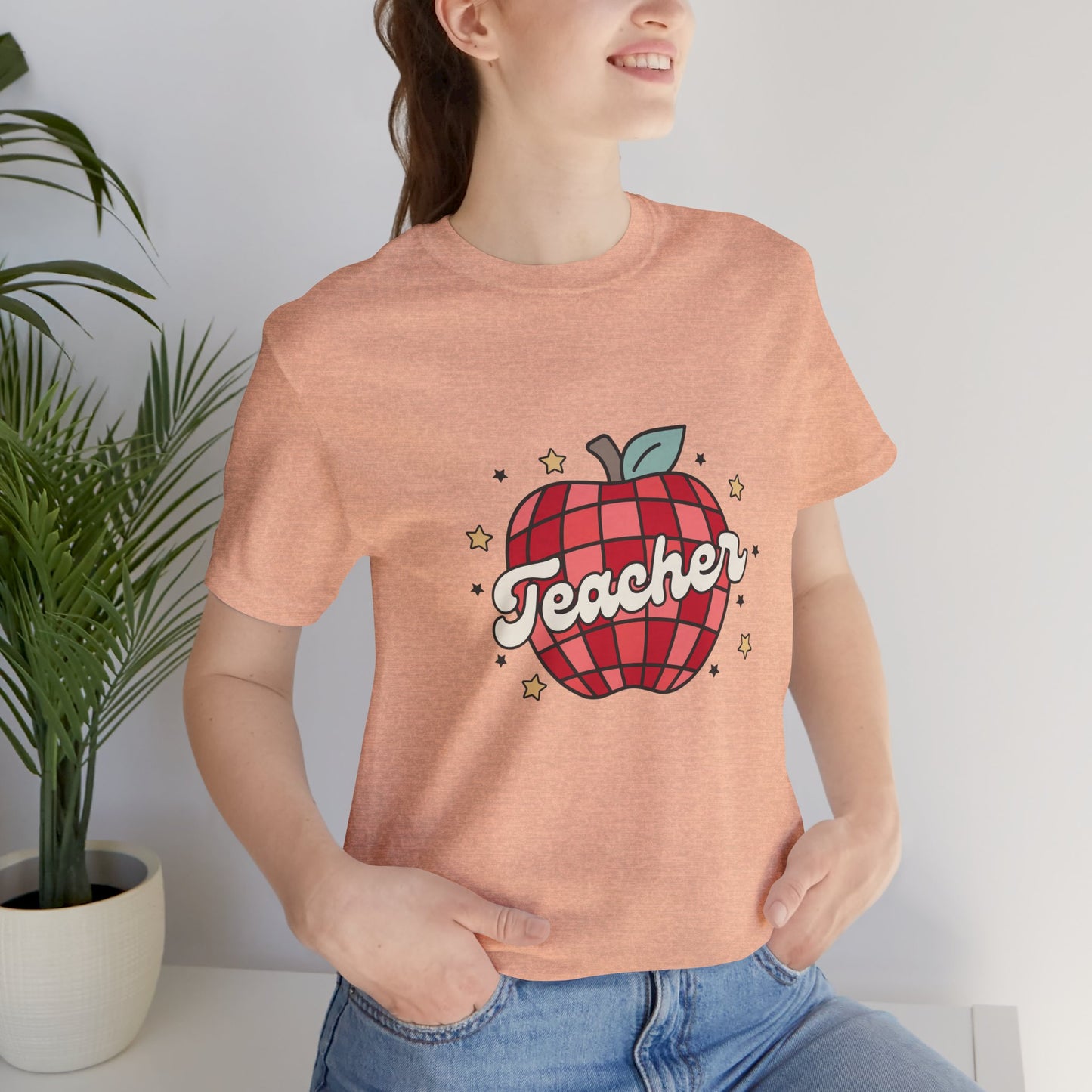 Disco Apple Teacher Shirt, Custom Apple Teacher Shirt, Back to School Teacher Shirt, Teacher Lifestyle Shirt, Retro Shirt, Custom Gift for Teacher