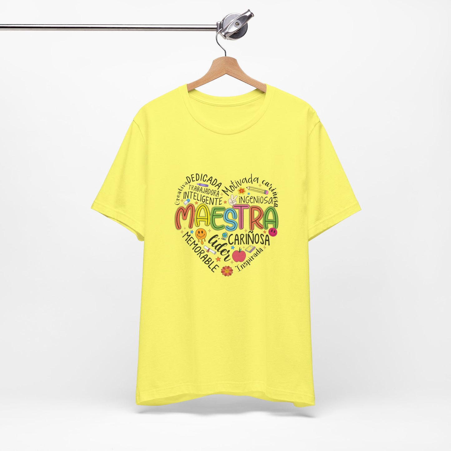 Camisa Maestra Rainbow Heart Española, Camiseta Maestra Rainbow Española, Camisa Maestra Española personalizada, Regalo personalizado para maestro 