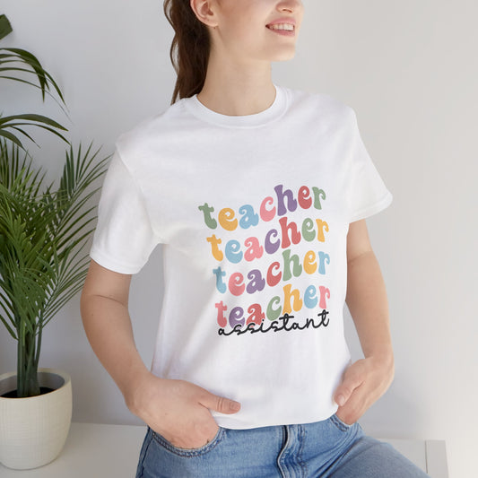 Retro Wavy Teacher Assistant T Shirt, Retro Wavy Teacher Assistant Shirt, Assistant Teacher Shirt, Retro Teacher Assistant Life Shirt, Custom Teacher Assistant Shirt, Custom Teacher Assistant Gift