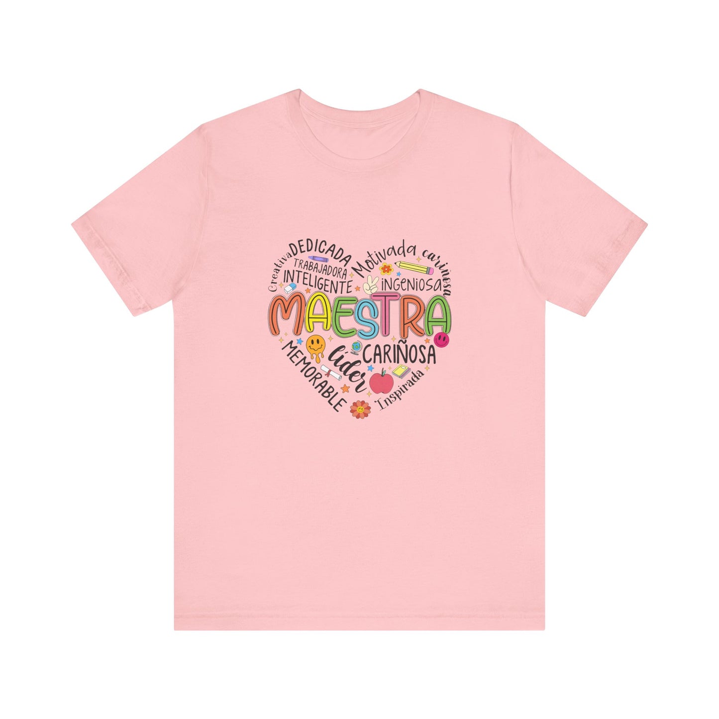 Camisa Maestra Rainbow Heart Española, Camiseta Maestra Rainbow Española, Camisa Maestra Española personalizada, Regalo personalizado para maestro 