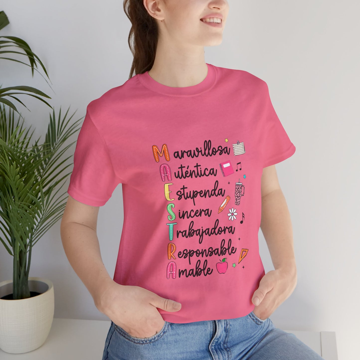 Camiseta Maestra Española, Camiseta Maestra de Colores Brillantes, Camisa Maestra, Camisa Maestra Acrostic, Camisa Maestra Acrostico, Camisa Maestra Personalizada, Regalos para Maestro 