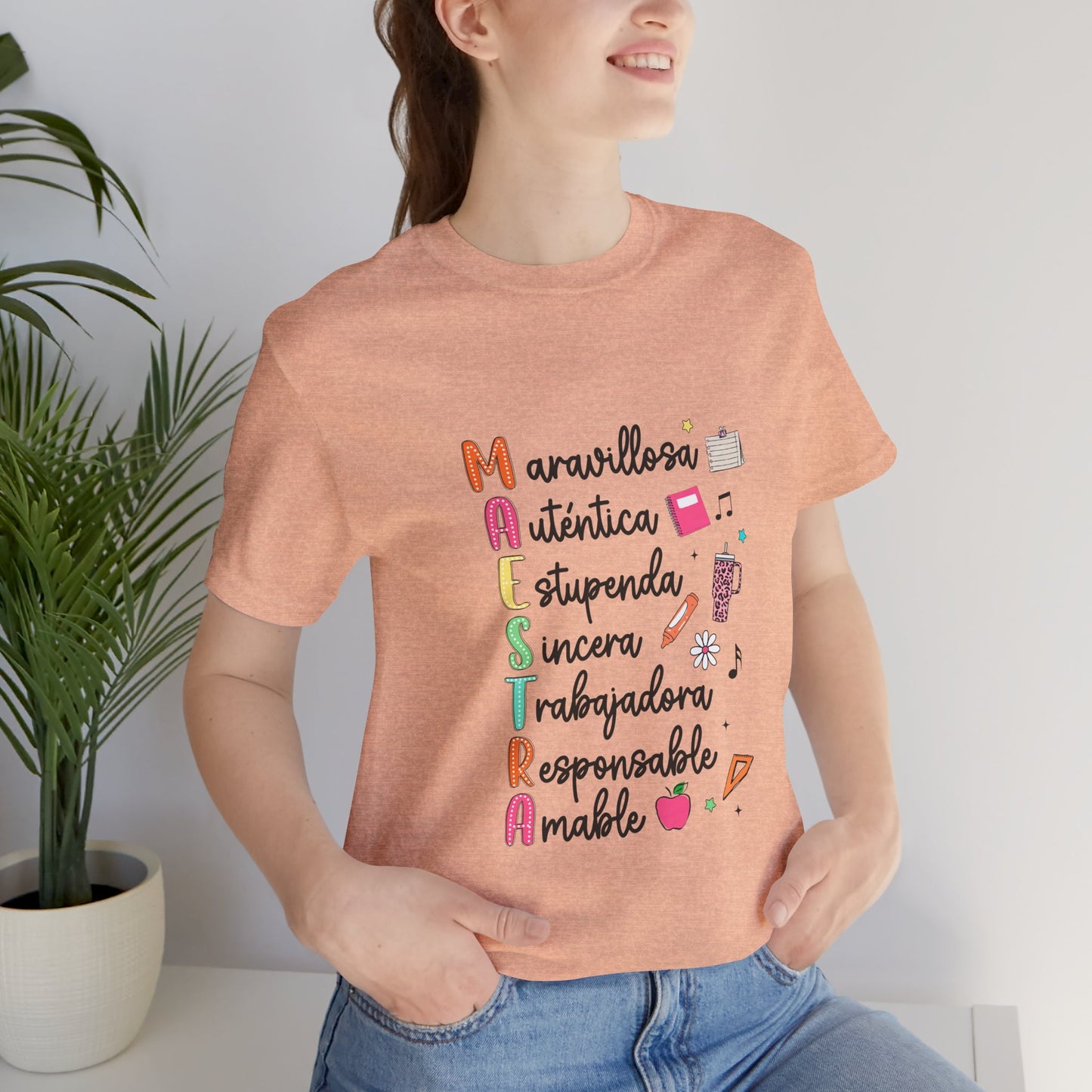 Camiseta Maestra Española, Camiseta Maestra de Colores Brillantes, Camisa Maestra, Camisa Maestra Acrostic, Camisa Maestra Acrostico, Camisa Maestra Personalizada, Regalos para Maestro 