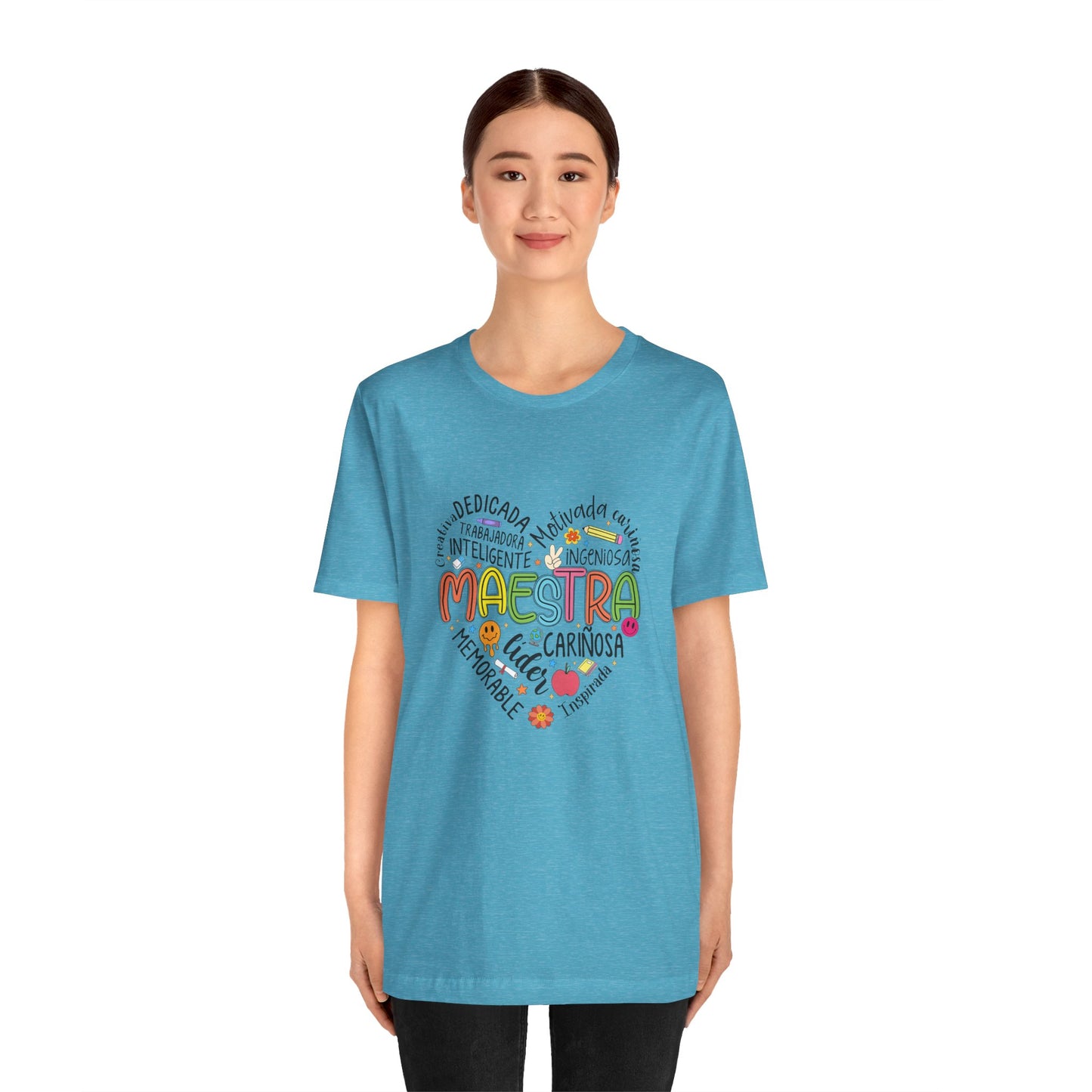 Camisa Maestra Rainbow Heart Española, Camiseta Maestra Rainbow Española, Camisa Maestra Española personalizada, Regalo personalizado para maestro 