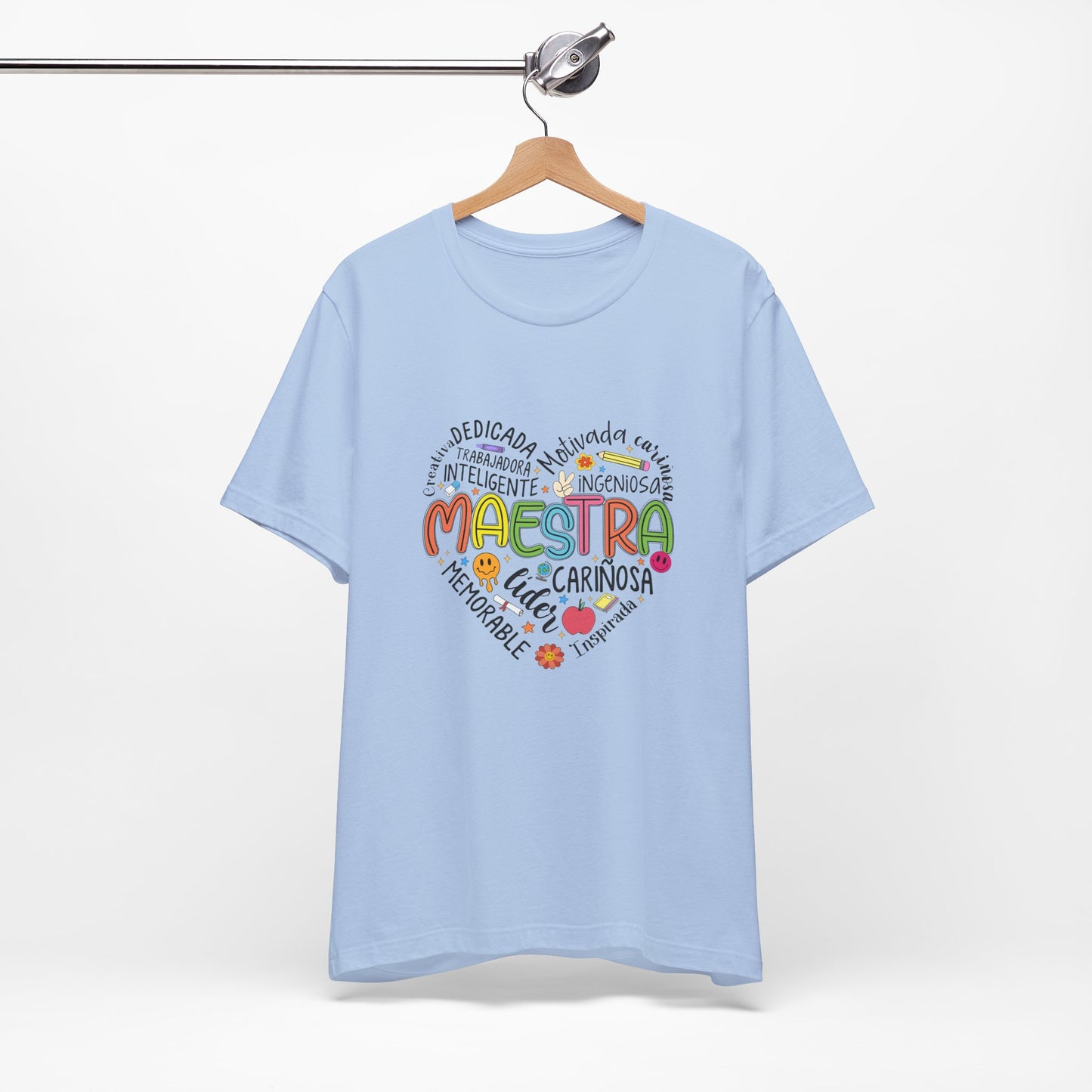 Camisa Maestra Rainbow Heart Española, Camiseta Maestra Rainbow Española, Camisa Maestra Española personalizada, Regalo personalizado para maestro 