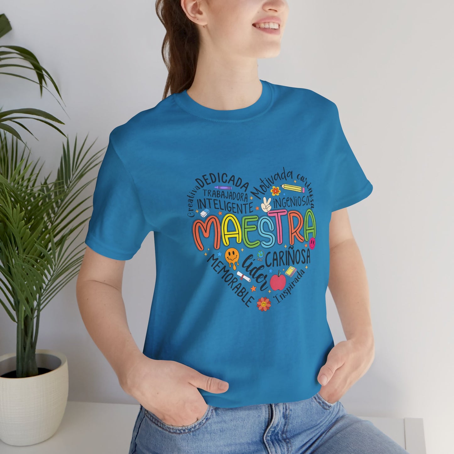 Camisa Maestra Rainbow Heart Española, Camiseta Maestra Rainbow Española, Camisa Maestra Española personalizada, Regalo personalizado para maestro 