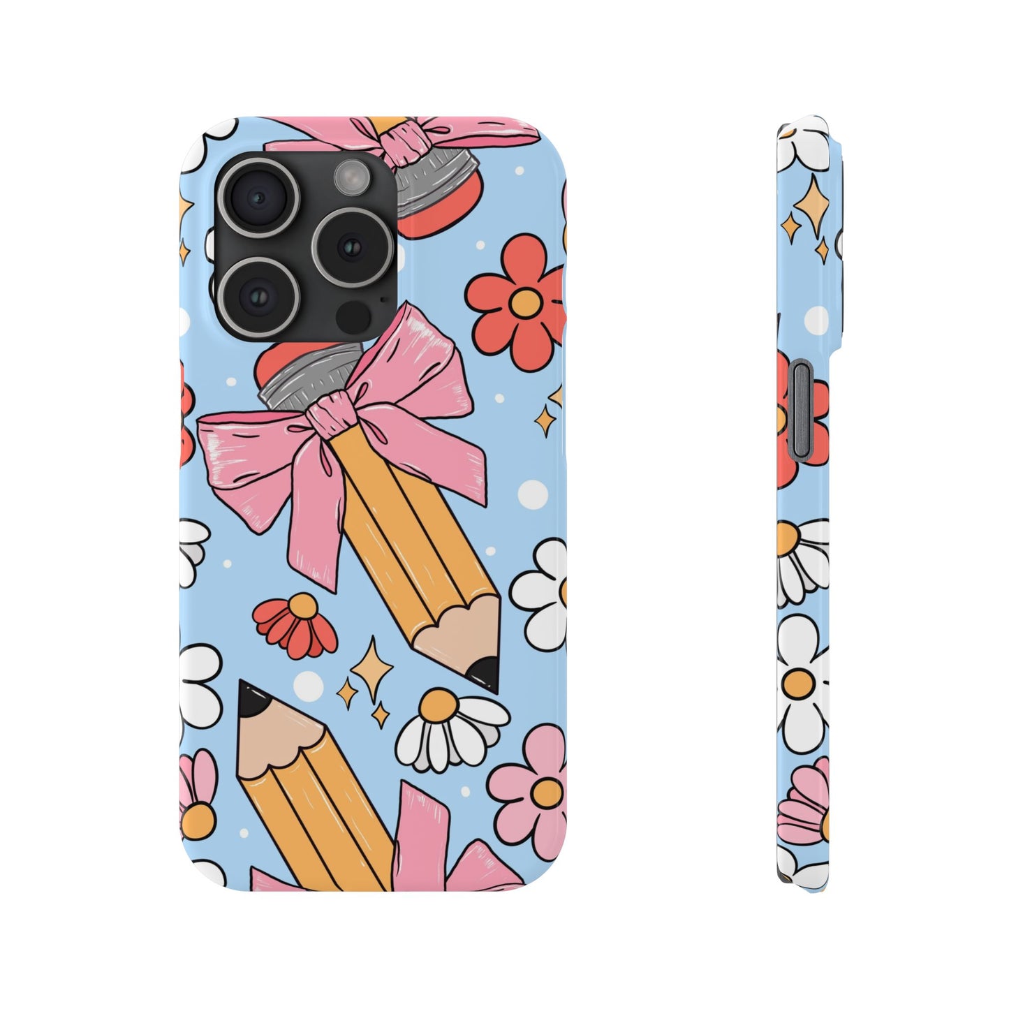 Teacher Slim Phone Case, Blue Coquette Teacher Phone Case, Back to School Teacher Phone Case, iPhone Case, Teacher Gift Ideas