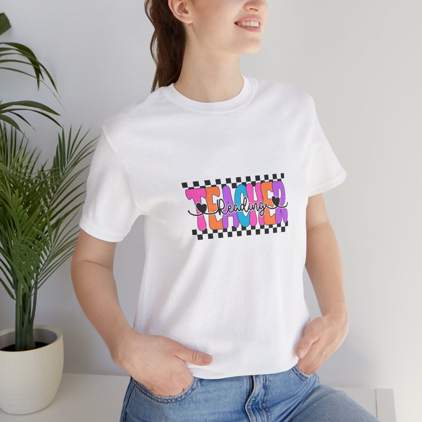 Retro Checkerboard Reading Teacher Shirt, Elementary School Teacher Tee, Primary School Teacher Tee, Middle School Teacher Tee, Secondary School Teacher Tee, High School Teacher Tee, Back to School Shirt, Teacher Life, Teacher Lifestyle Shirt