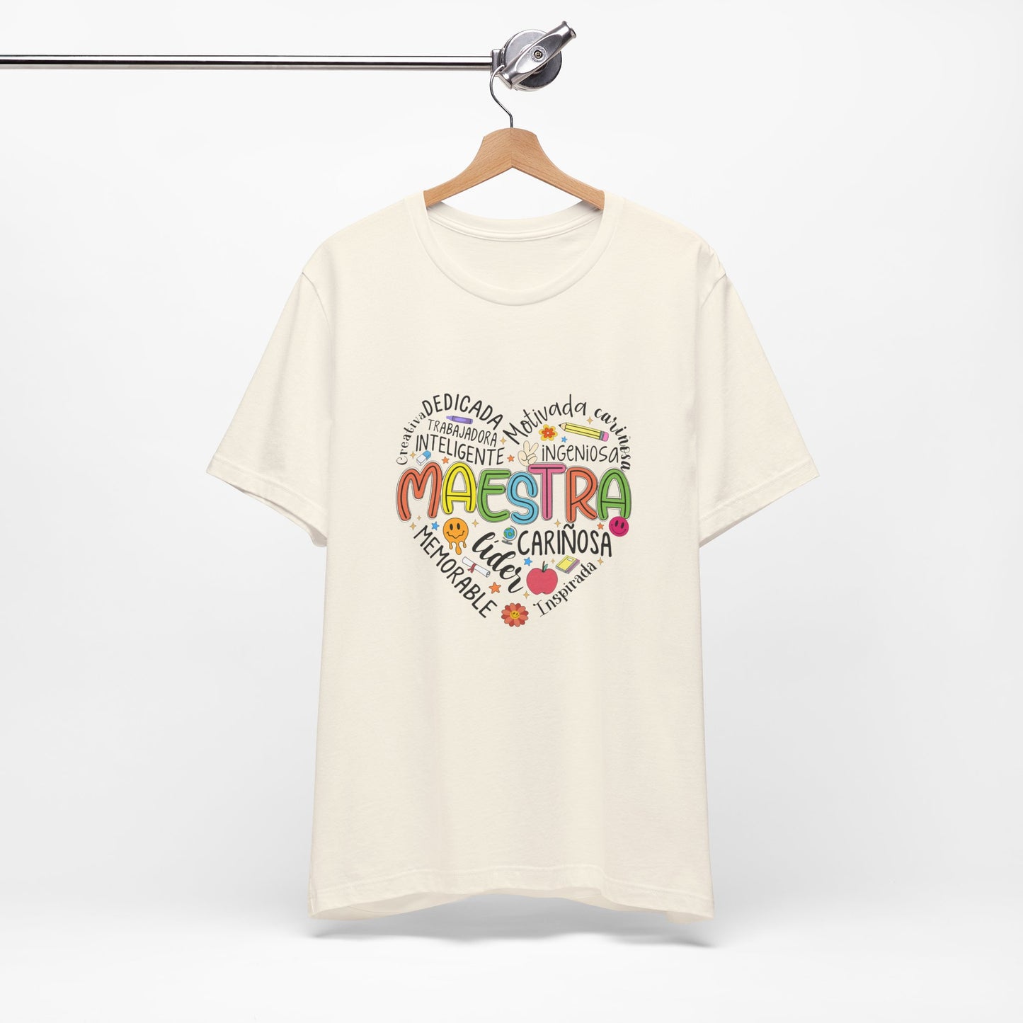 Camisa Maestra Rainbow Heart Española, Camiseta Maestra Rainbow Española, Camisa Maestra Española personalizada, Regalo personalizado para maestro 