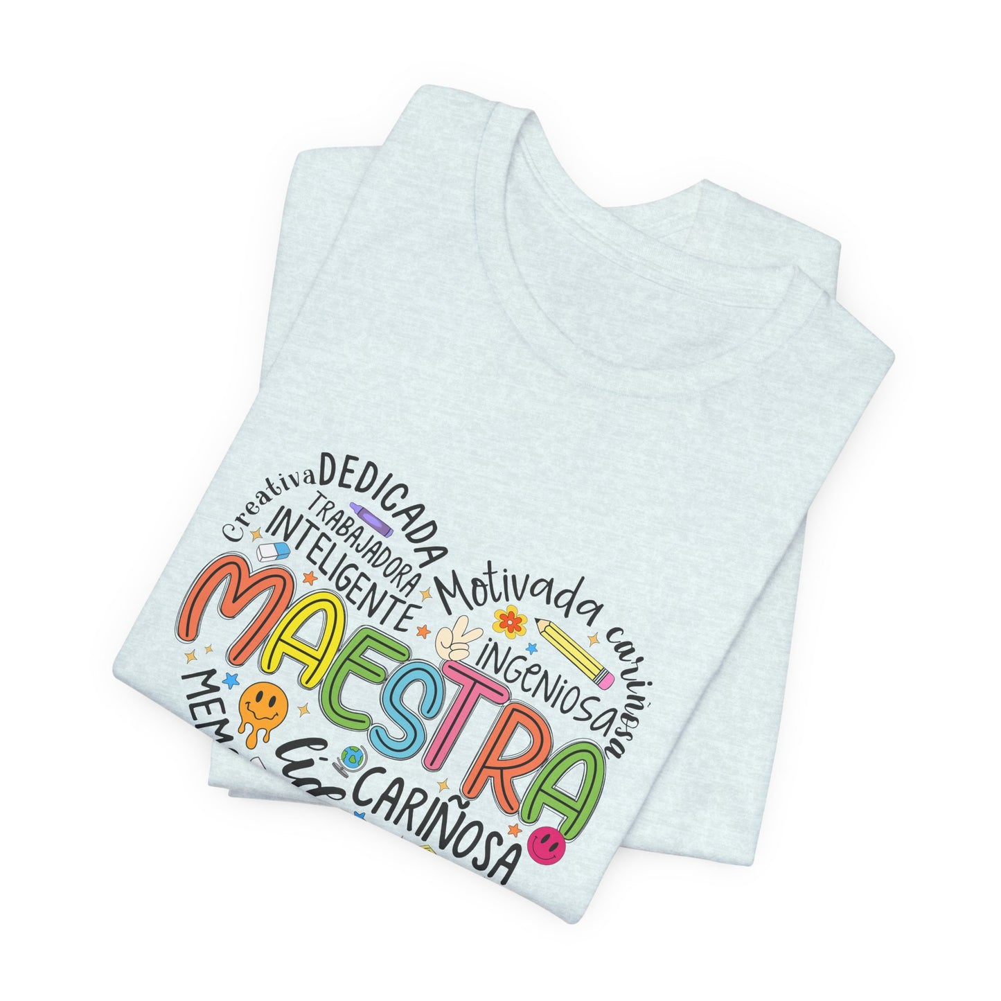 Camisa Maestra Rainbow Heart Española, Camiseta Maestra Rainbow Española, Camisa Maestra Española personalizada, Regalo personalizado para maestro 