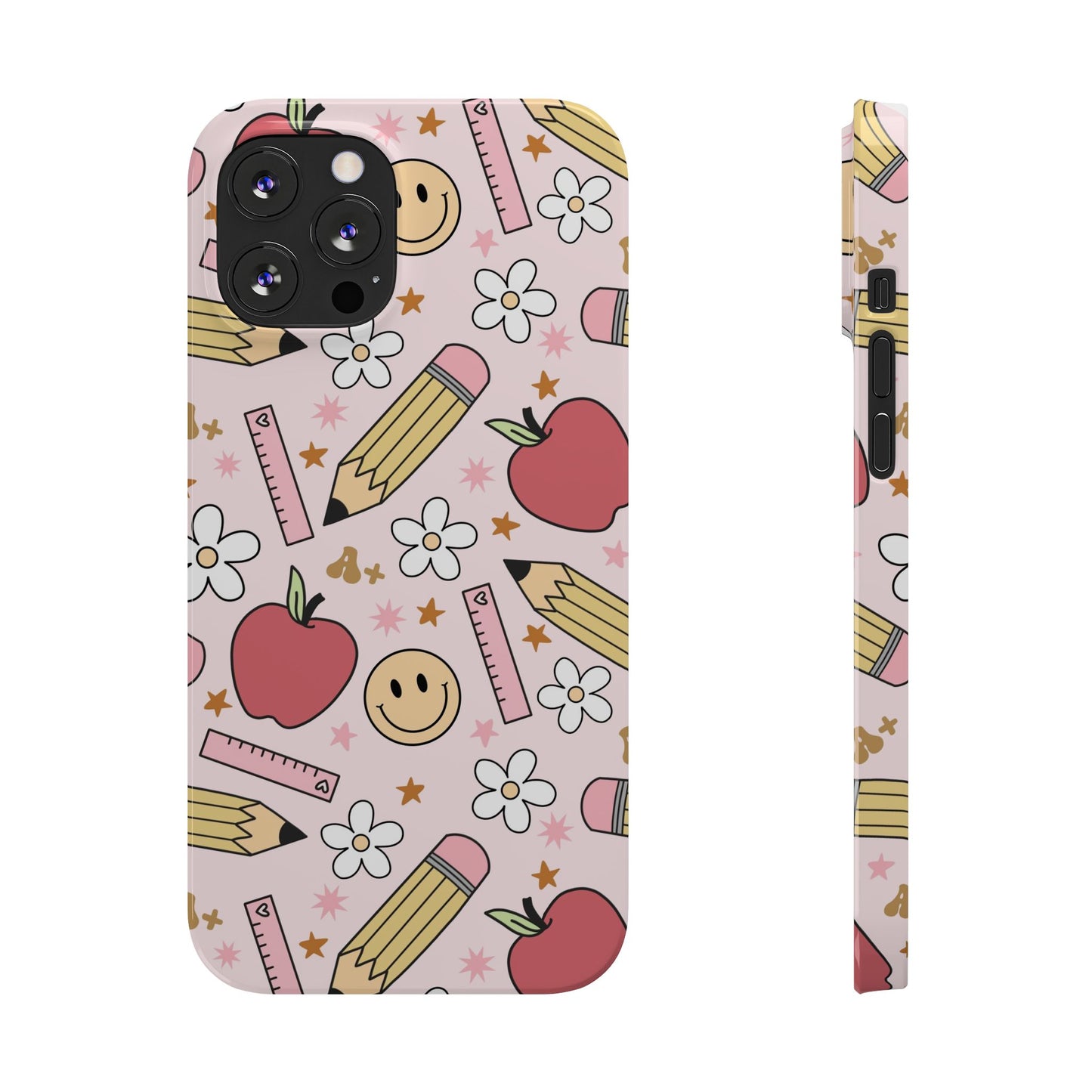 Teacher Slim Phone Case, Preppy Teacher Phone Case, Apples and Smileys Phone Case, Back to School Teacher Phone Case, iPhone Case, Teacher Gift Ideas