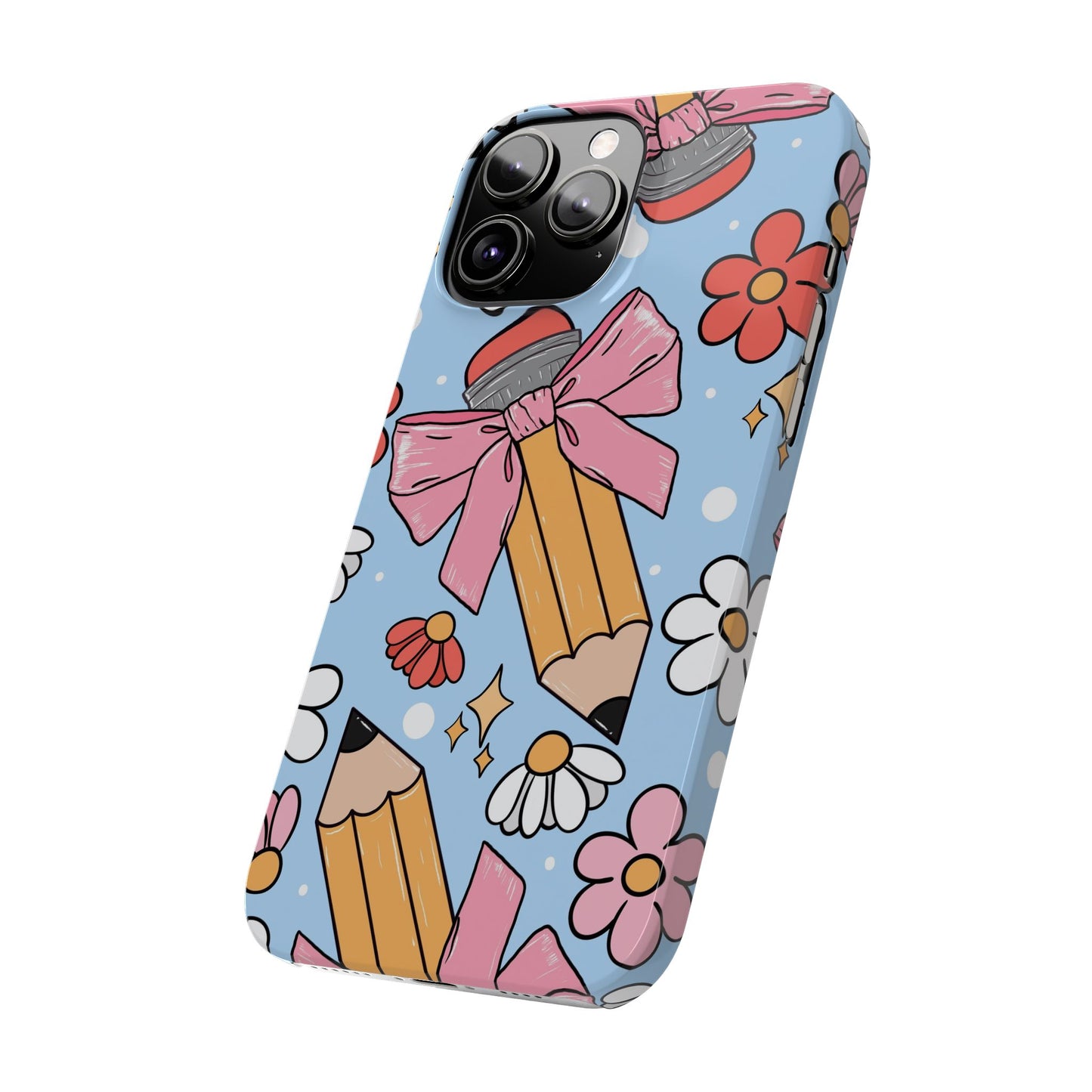 Teacher Slim Phone Case, Blue Coquette Teacher Phone Case, Back to School Teacher Phone Case, iPhone Case, Teacher Gift Ideas