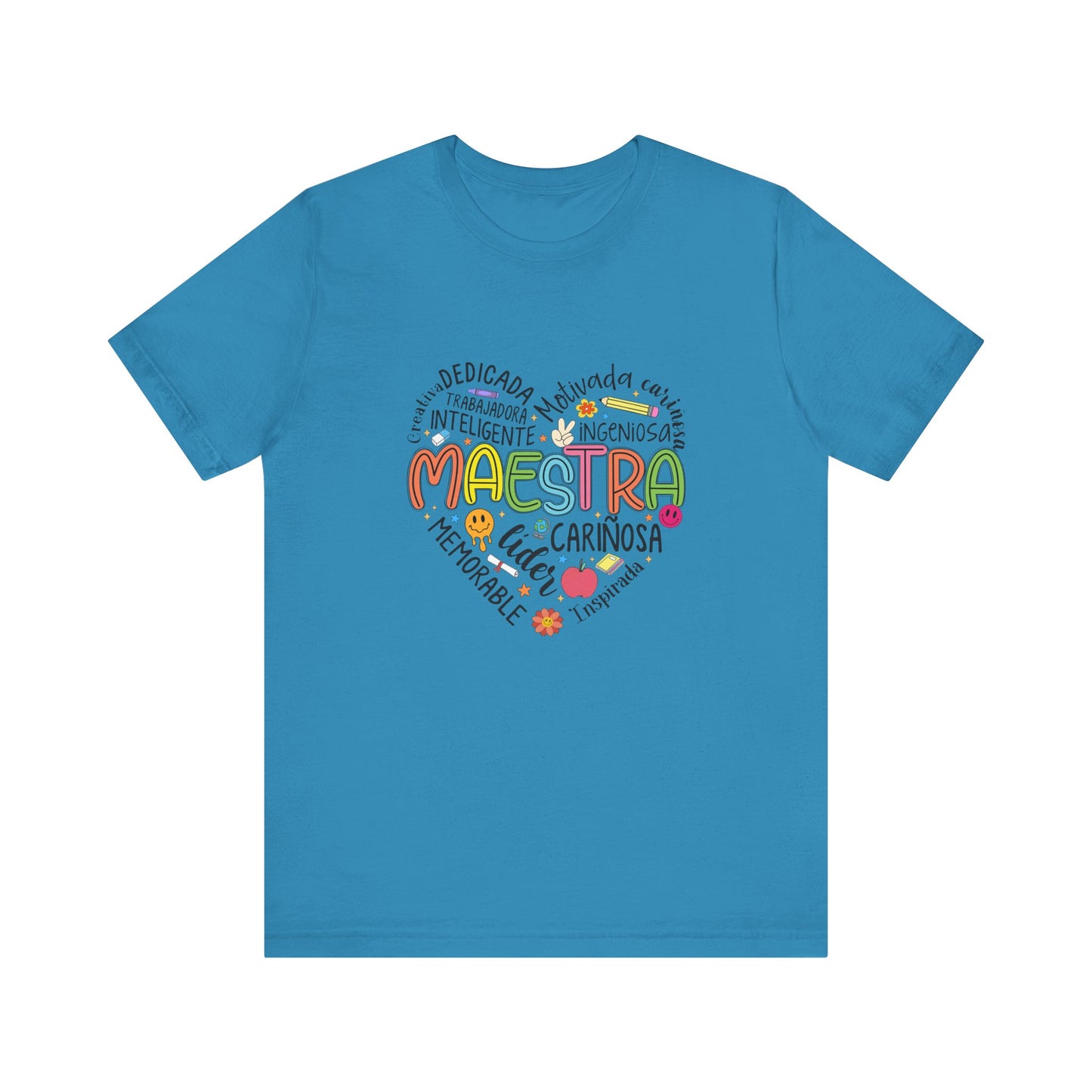 Camisa Maestra Rainbow Heart Española, Camiseta Maestra Rainbow Española, Camisa Maestra Española personalizada, Regalo personalizado para maestro 