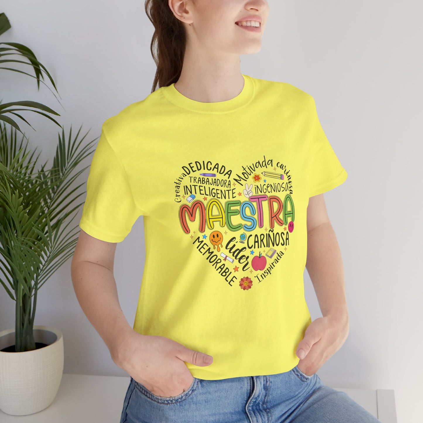 Camisa Maestra Rainbow Heart Española, Camiseta Maestra Rainbow Española, Camisa Maestra Española personalizada, Regalo personalizado para maestro 