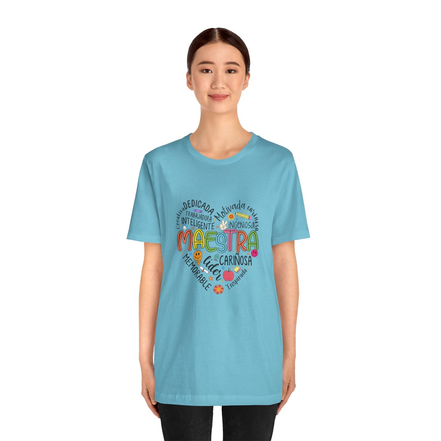 Camisa Maestra Rainbow Heart Española, Camiseta Maestra Rainbow Española, Camisa Maestra Española personalizada, Regalo personalizado para maestro 