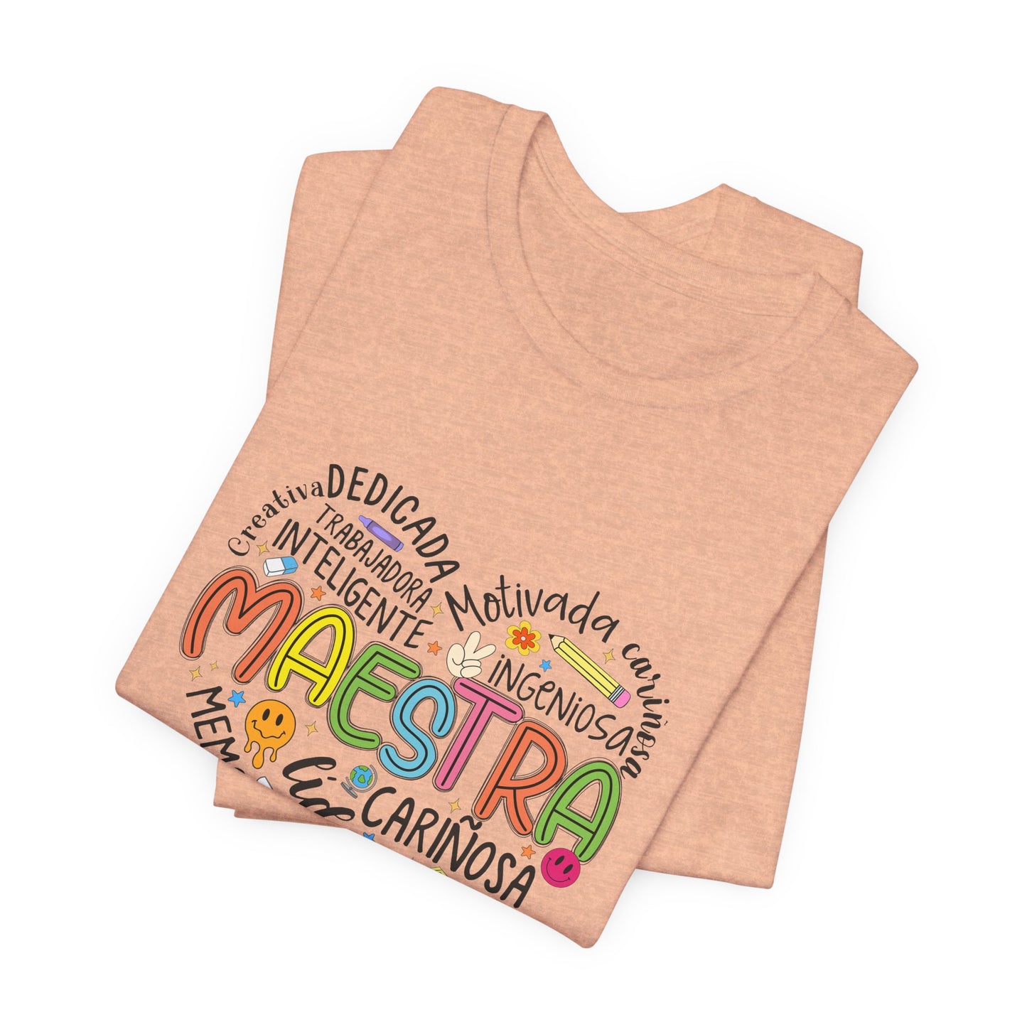 Camisa Maestra Rainbow Heart Española, Camiseta Maestra Rainbow Española, Camisa Maestra Española personalizada, Regalo personalizado para maestro 